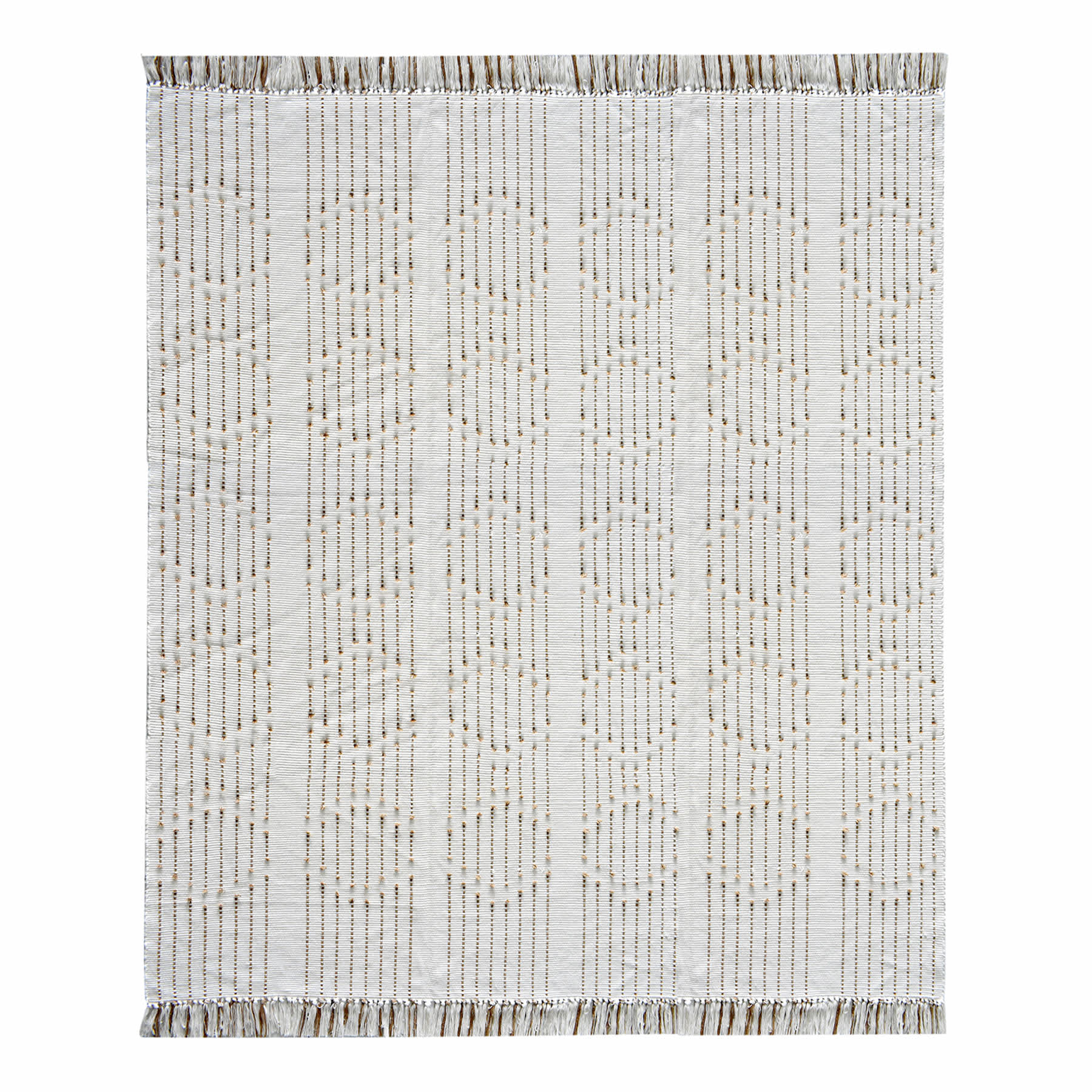 (D552) Honeybloom Flatweave Ivory & Beige Fringe Area Rug, 8x10