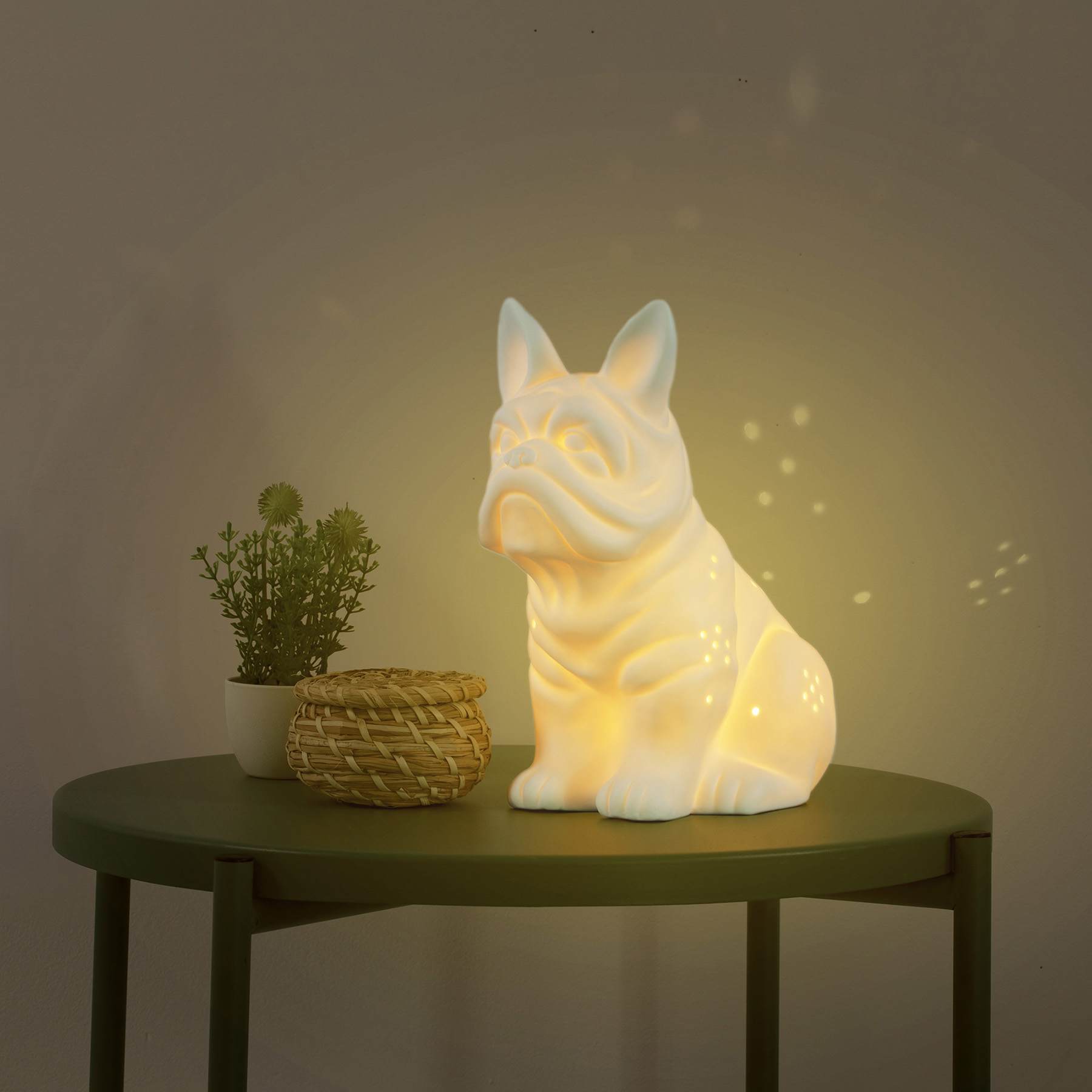Frenchie Dog Ceramic LED Lamp