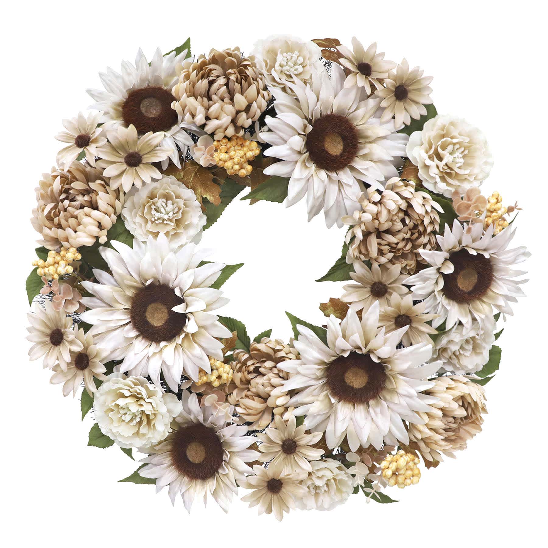 Sunflower, Mum, Peony & Berry Wreath, 22"