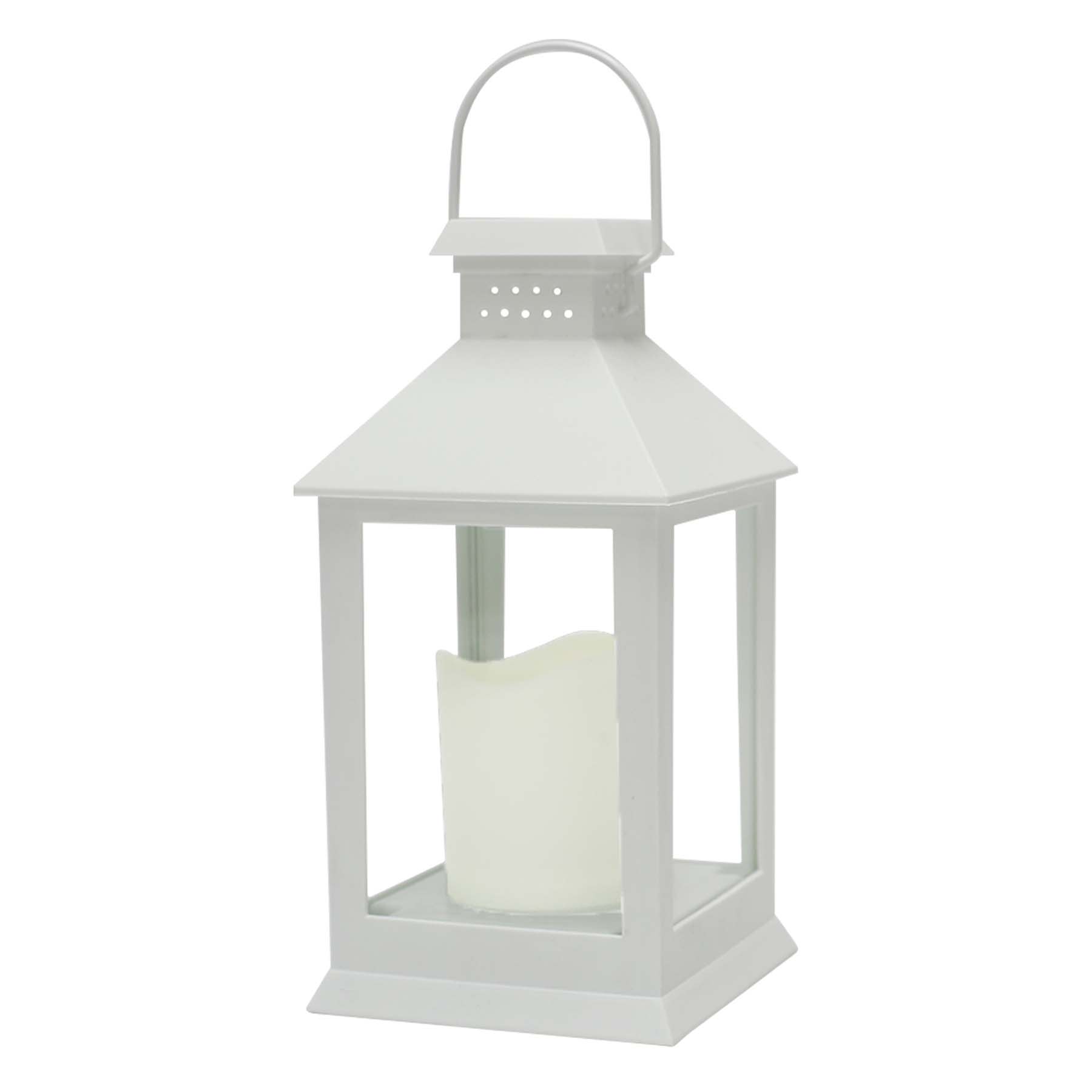 White Outdoor Solar Lantern, 9"