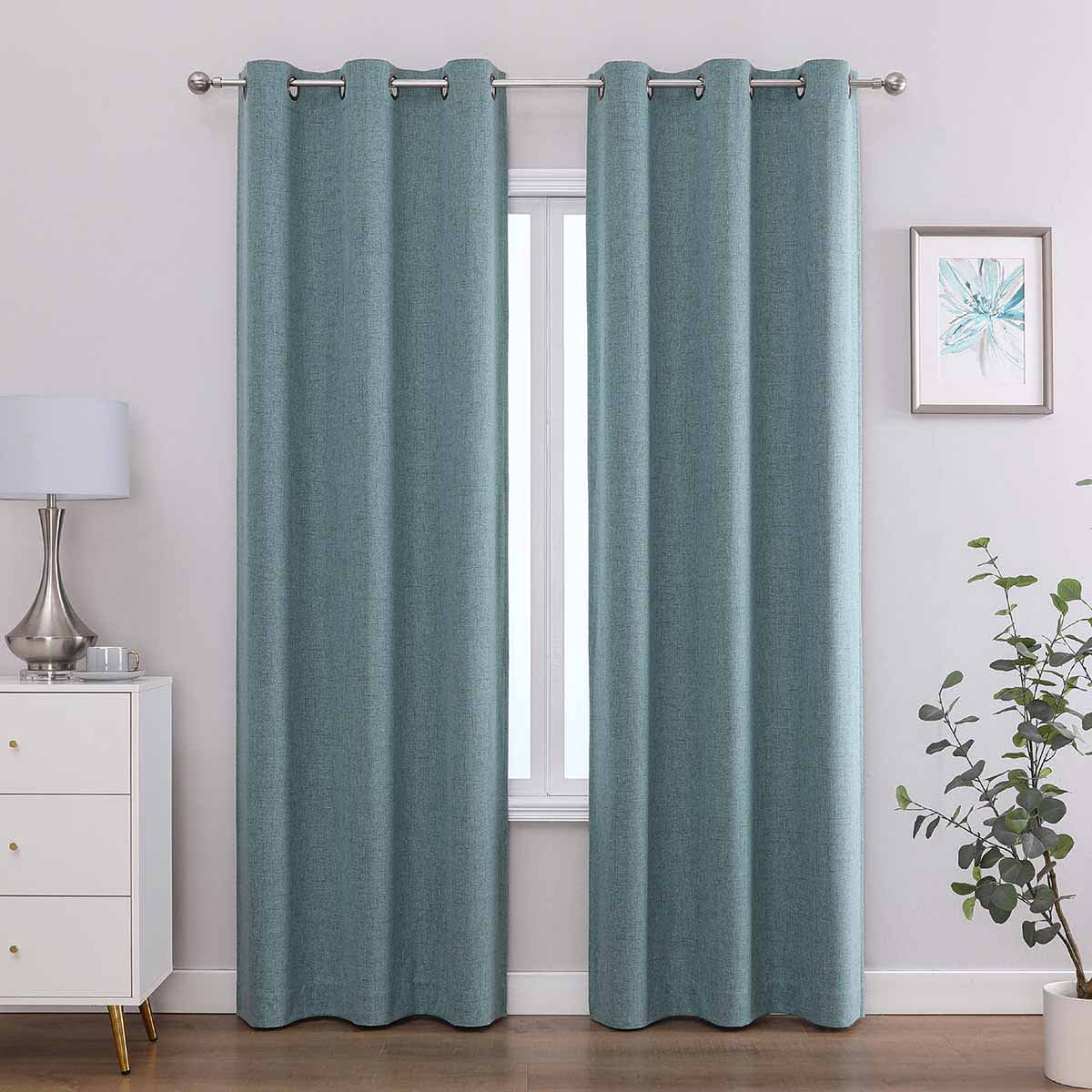 2-Pack Blue Magnetic Closure Blackout Curtain Panels, 84"