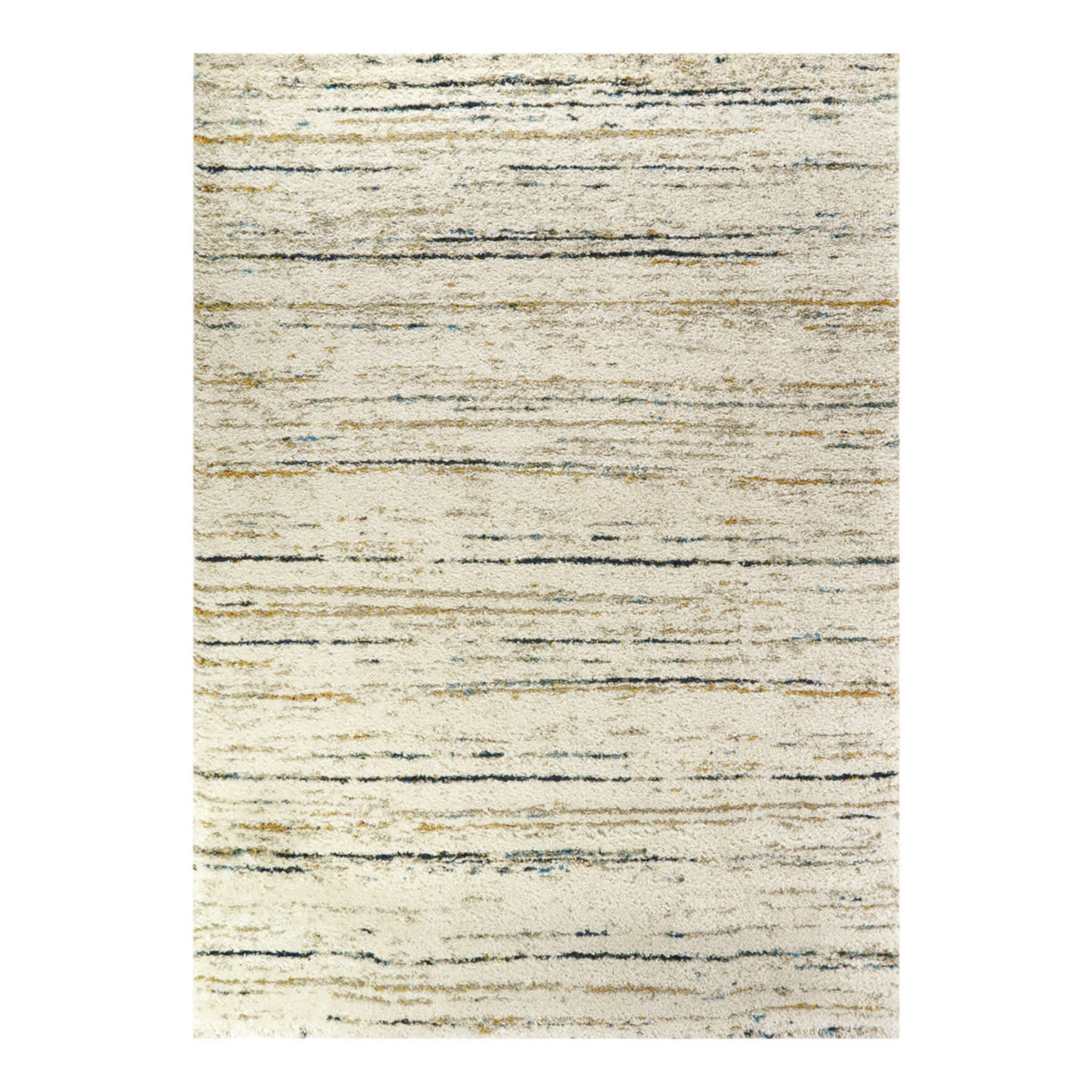 (C99) Sedona Ivory Abstract Design Shag Area Rug, 5x7