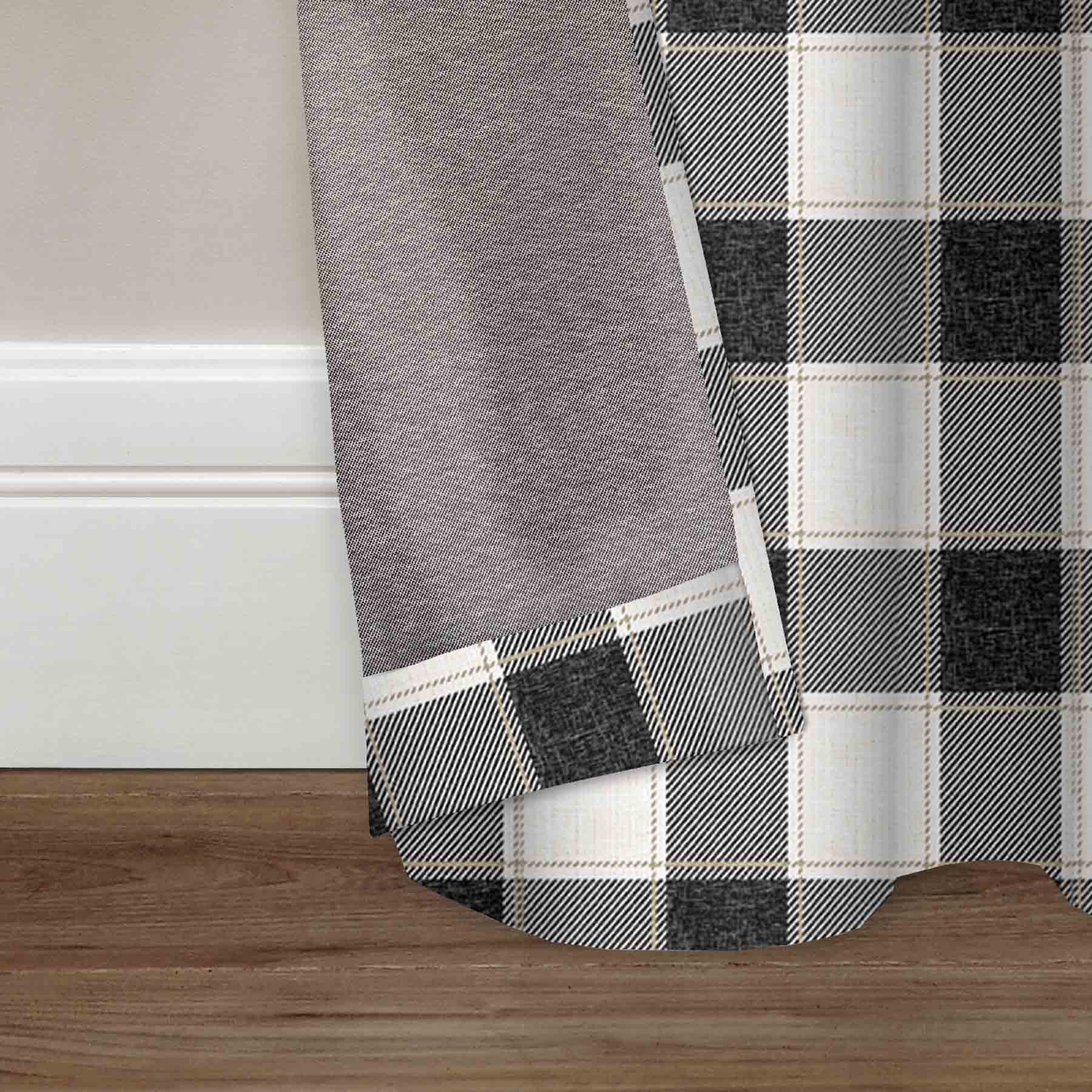 Honeybloom Black Buffalo Check Light Filtering Curtain Panel, 84"