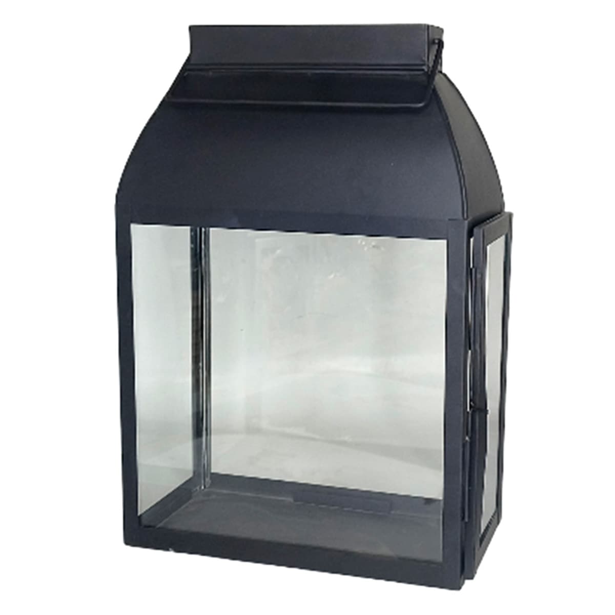 Black Rectangle Lantern with Glass, 15"