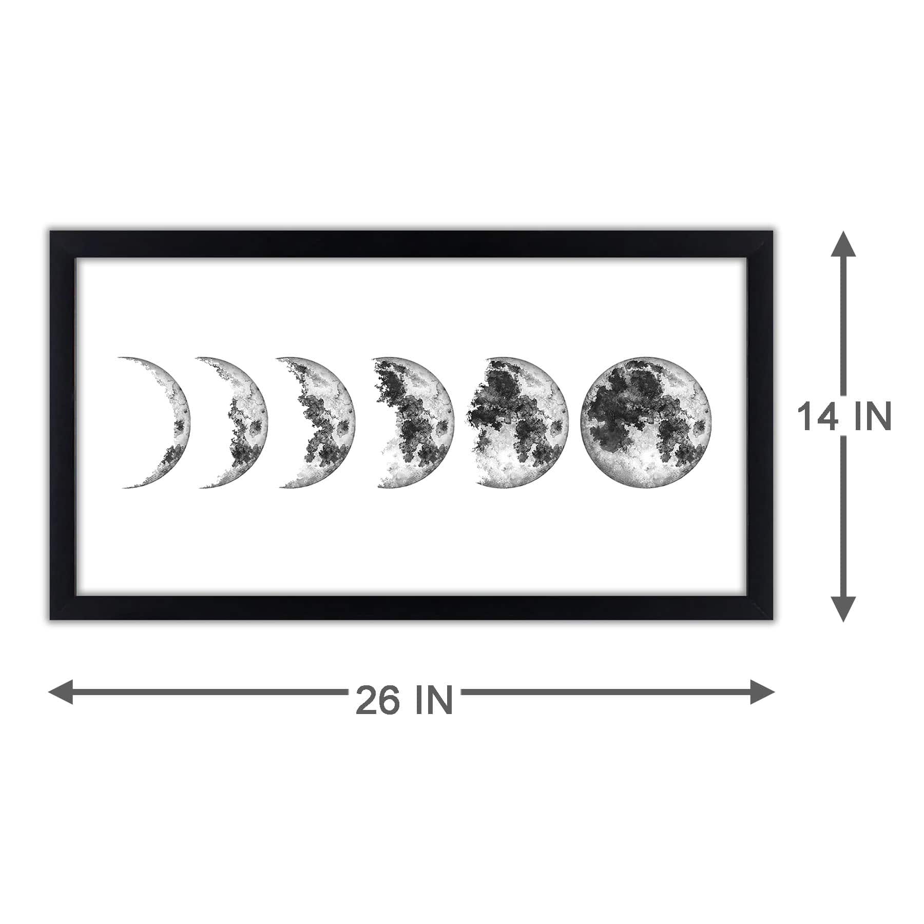 Glass Framed Moon Phases Print Wall Art, 26x14