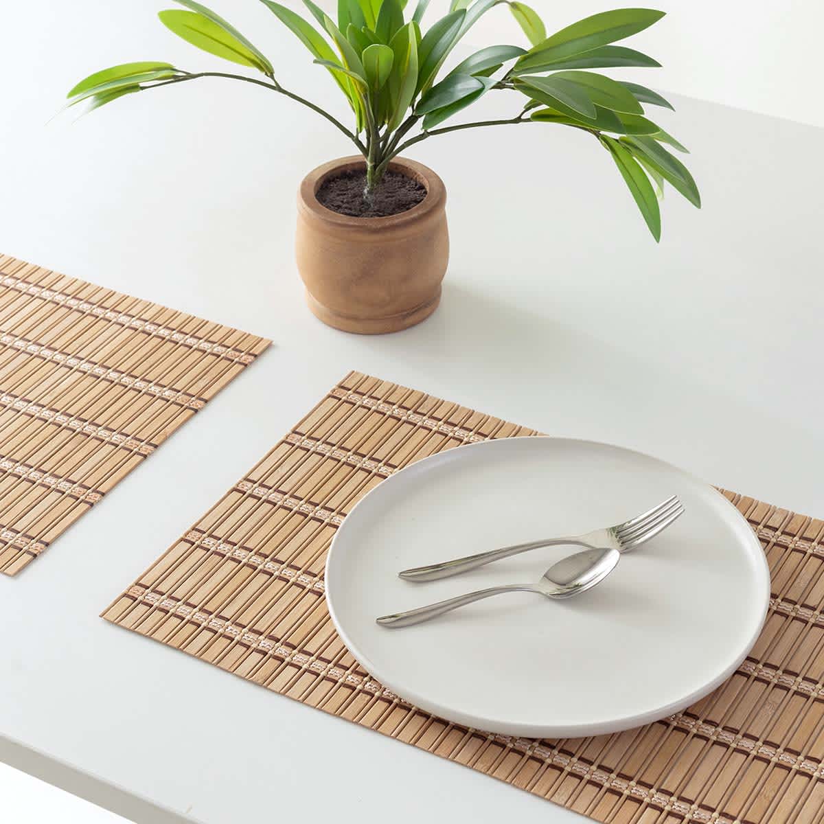 Set of 6 Brown Caribbean Bamboo Placemat, 12x18