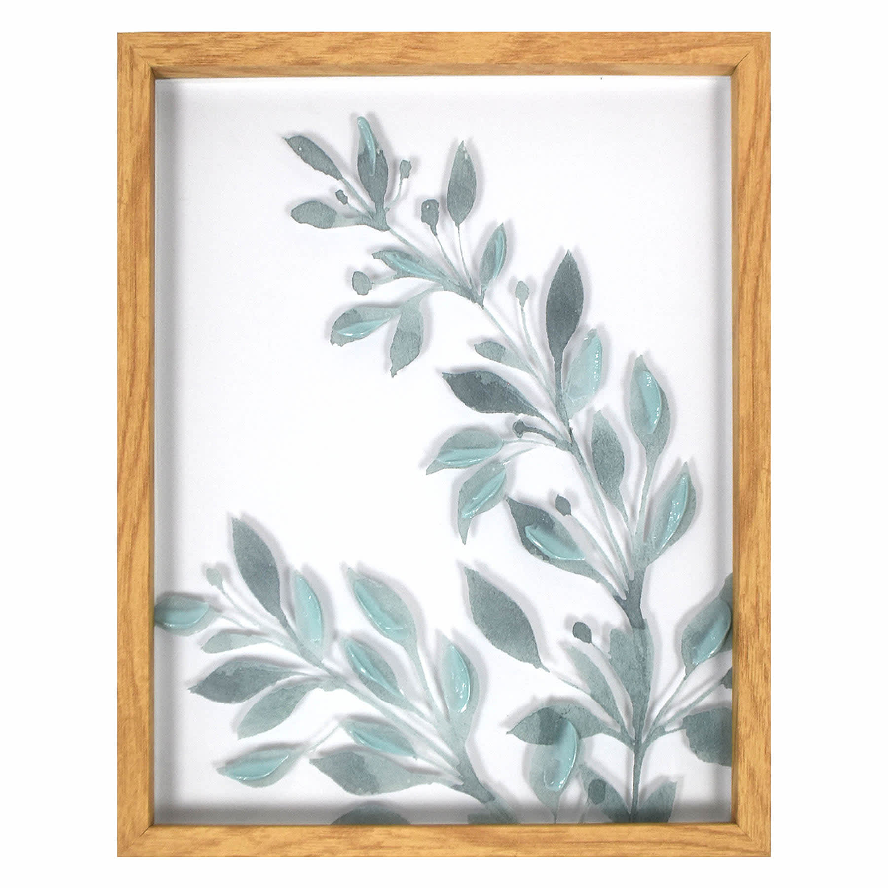 Honeybloom Glass Framed Botanical Leaves Wall Art, 11.5x14.5