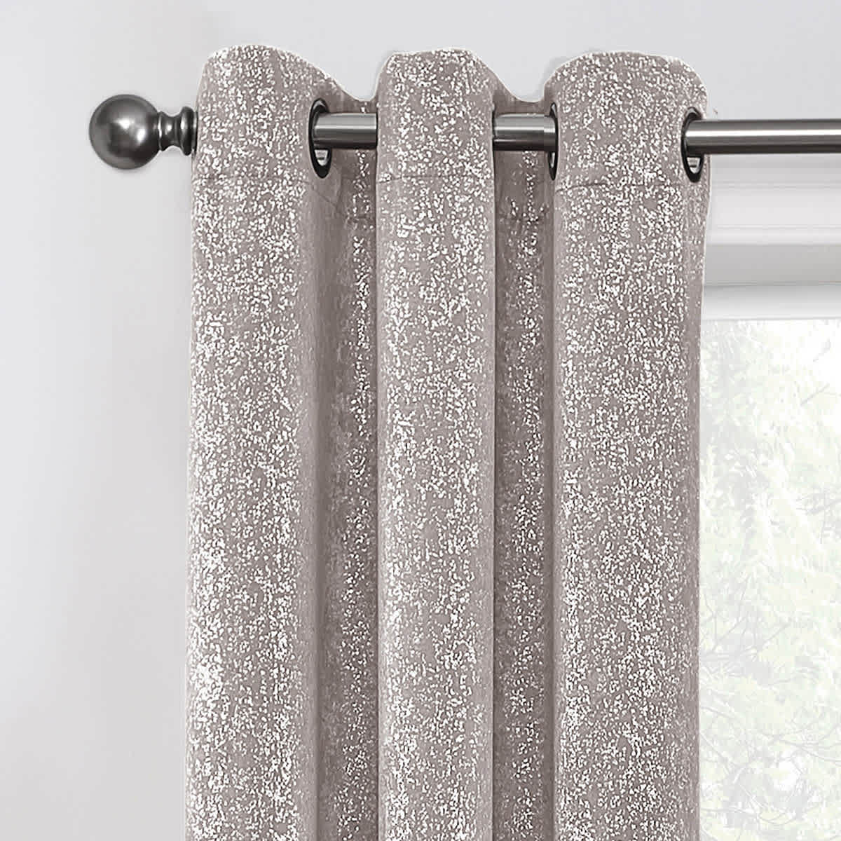 2-Pack Metallic Grey Blackout Grommet Curtain Panels, 95"