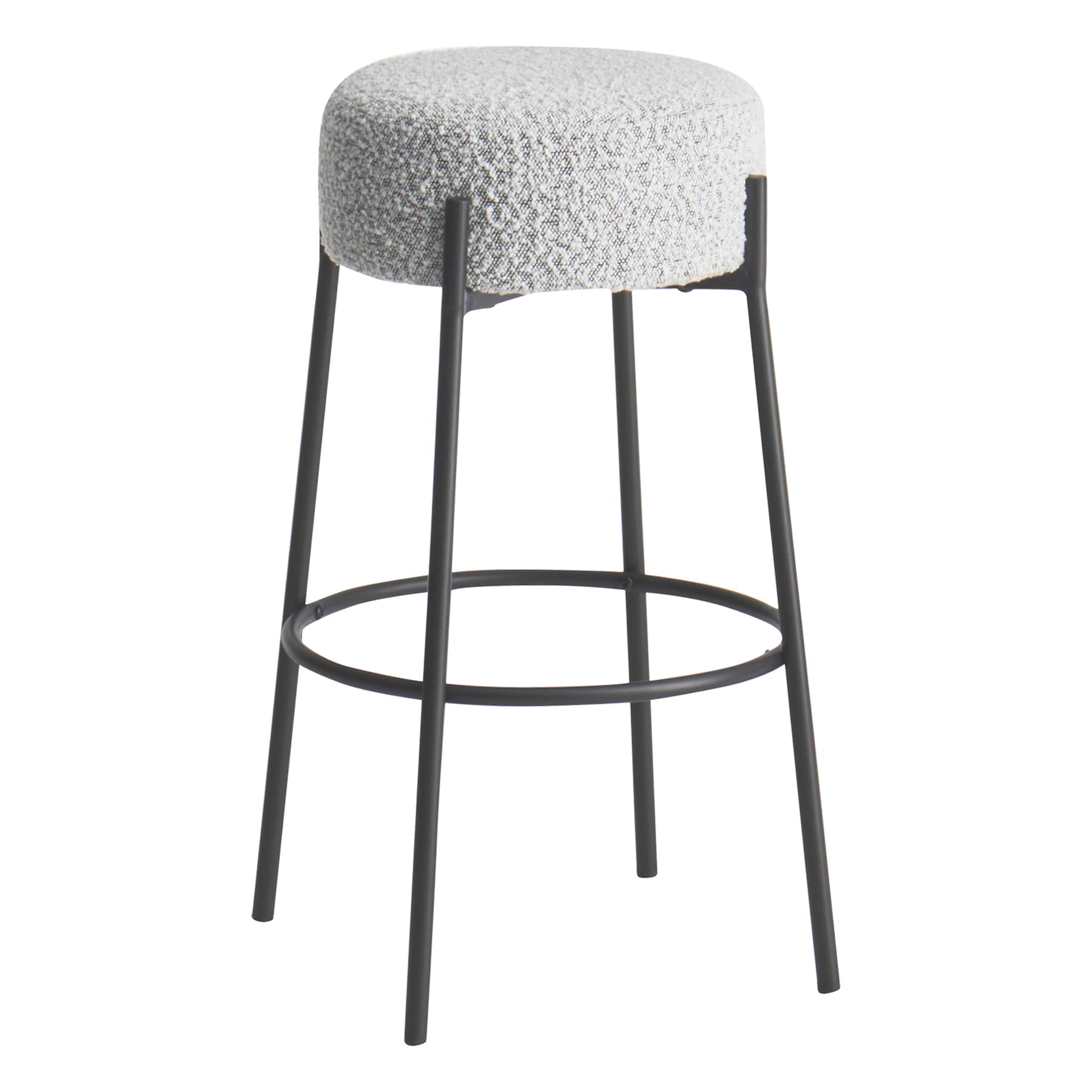 Crosby St. Harwood White & Black Backless Barstool, 30"