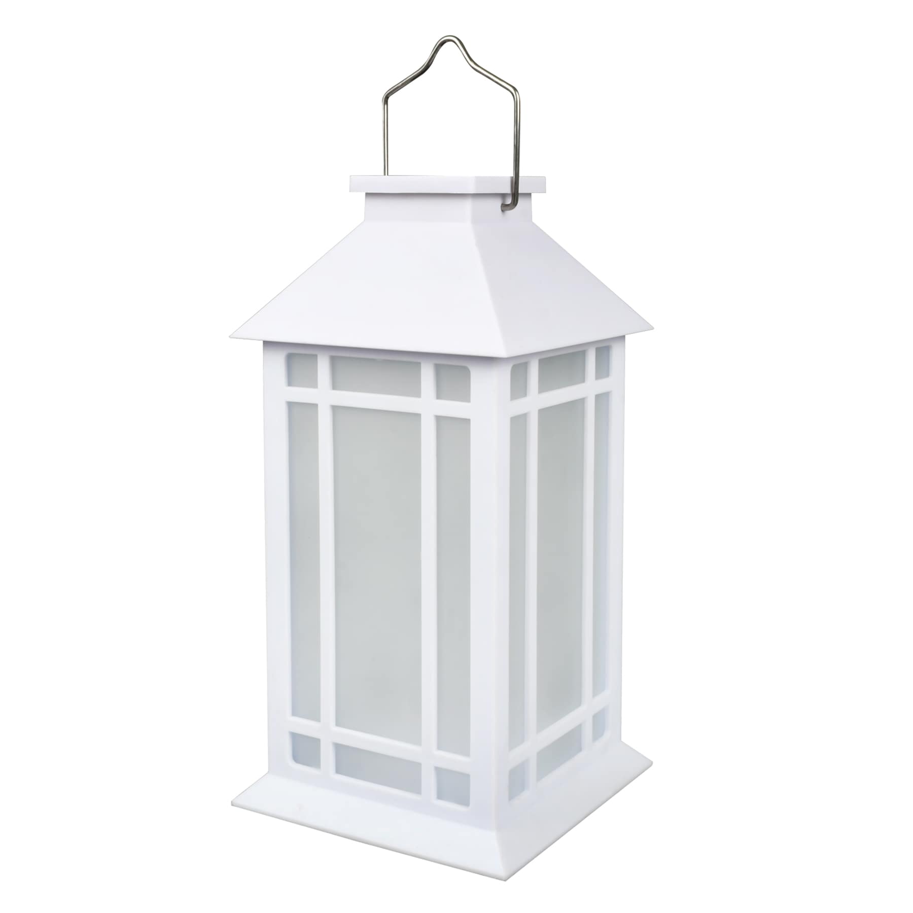 White Outdoor Solar Lantern, 11"