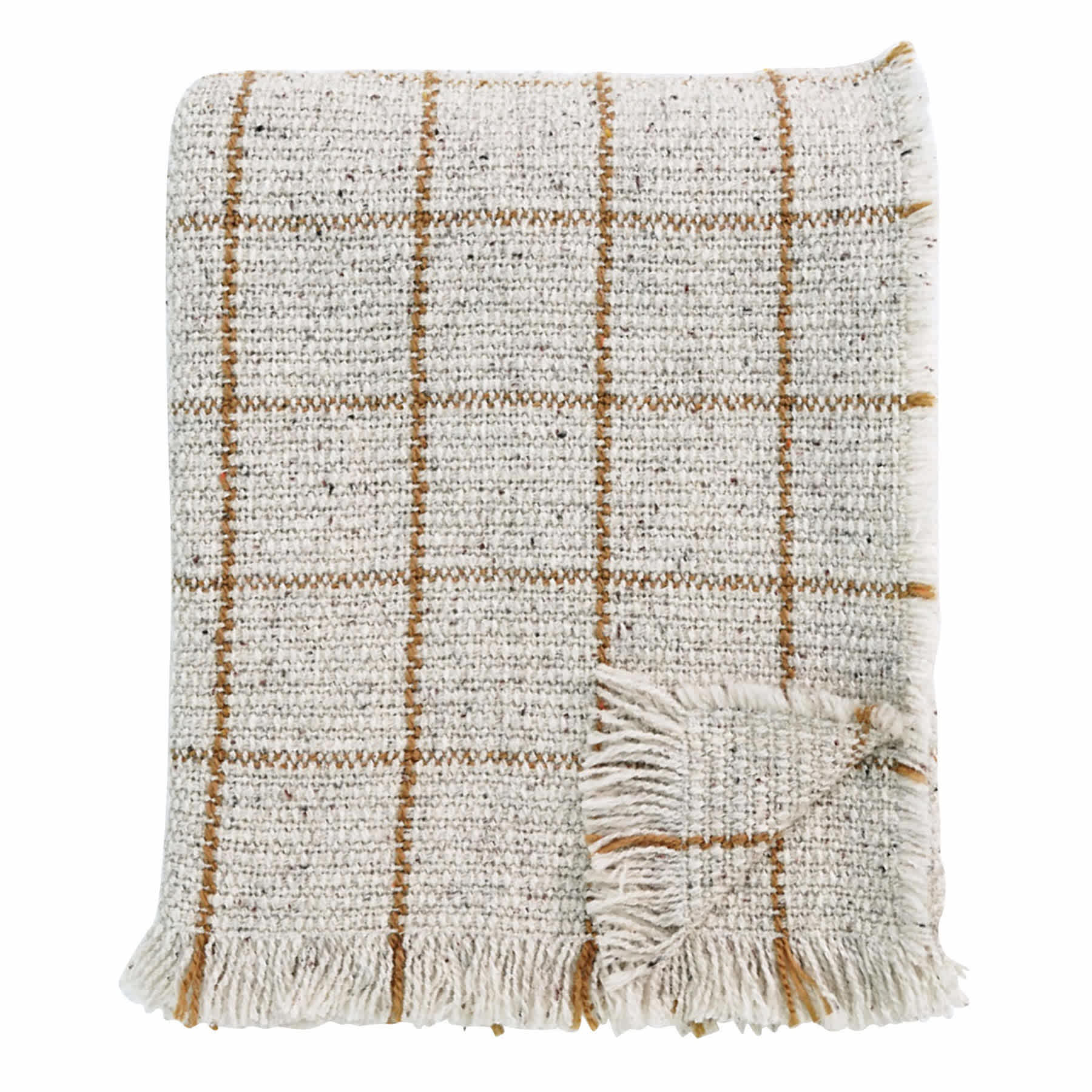 Honeybloom Windowpane Wool Blend Woven Throw Blanket, 50x60