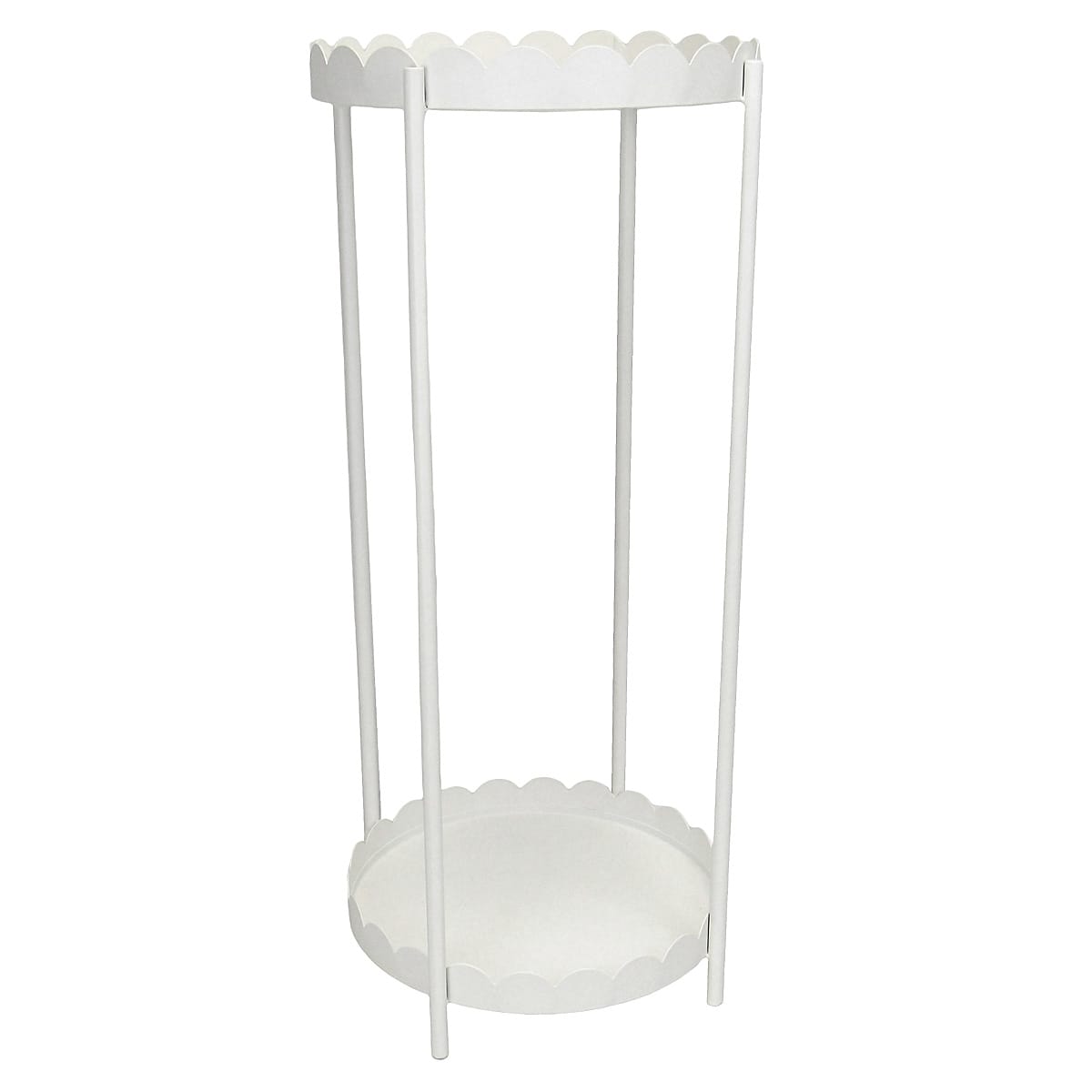 White Metal Scalloped Planter Stand, 23"