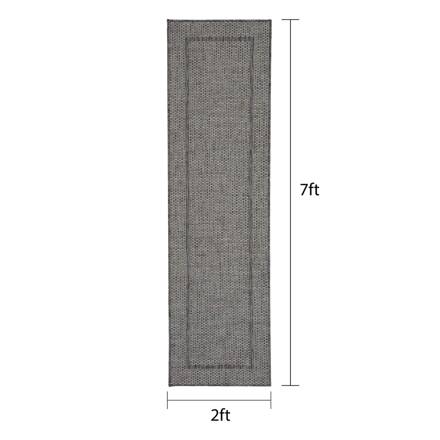 (E195) Crosby St. Santorini Grey & Natural Woven Indoor & Outdoor Runner, 2x7