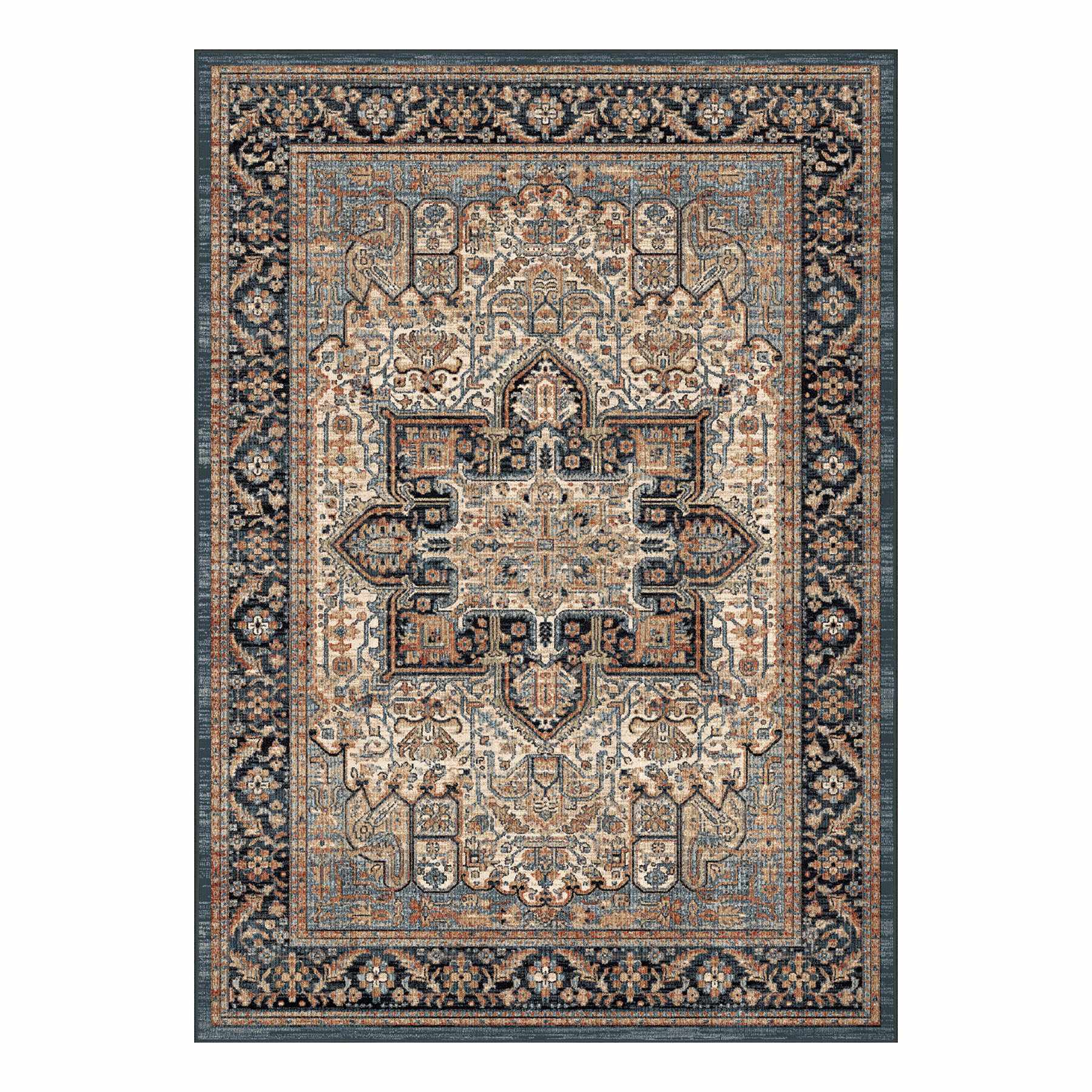 (A518) Ushak Blue Medallion Area Rug, 5x7