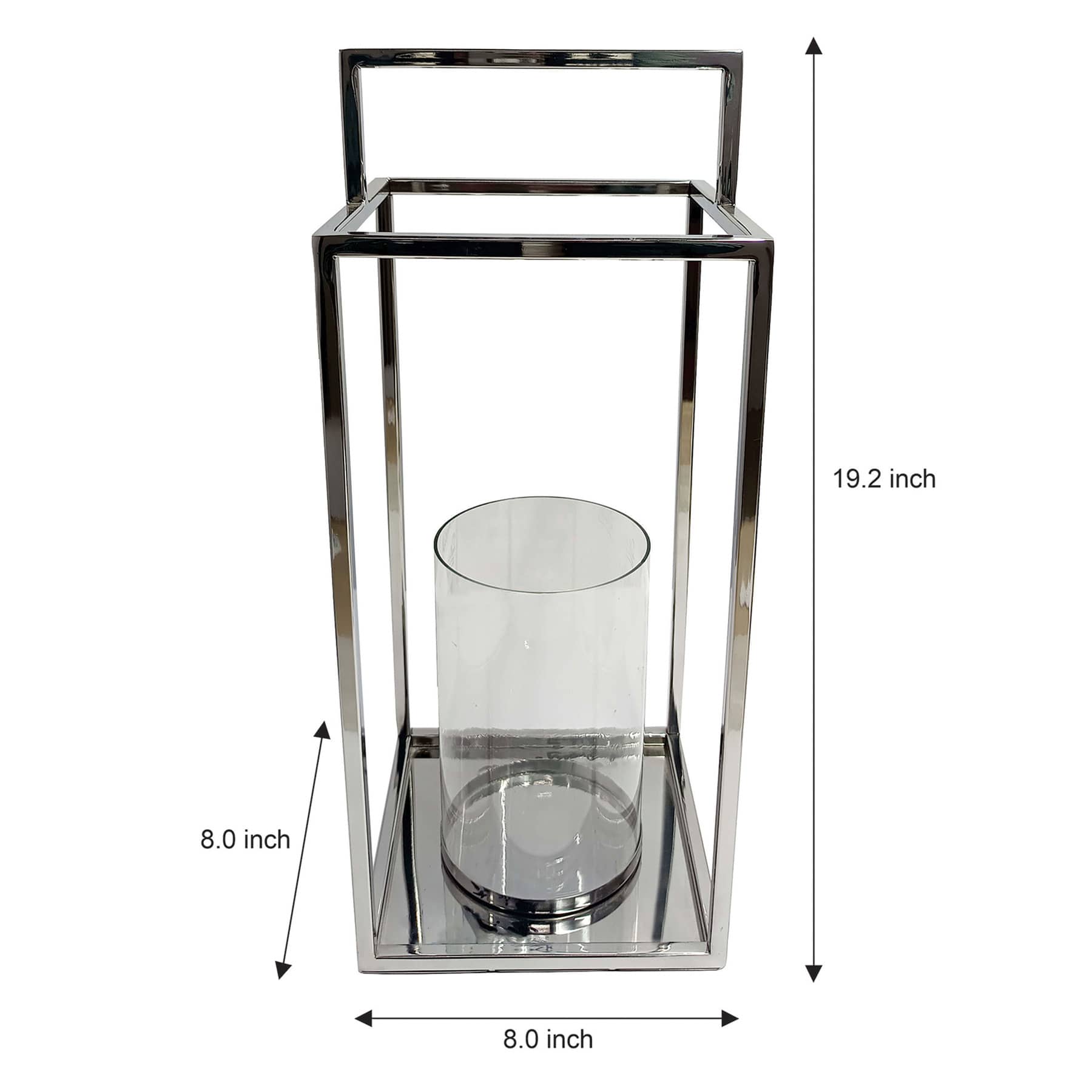 Chrome Lantern with Handle, 19"