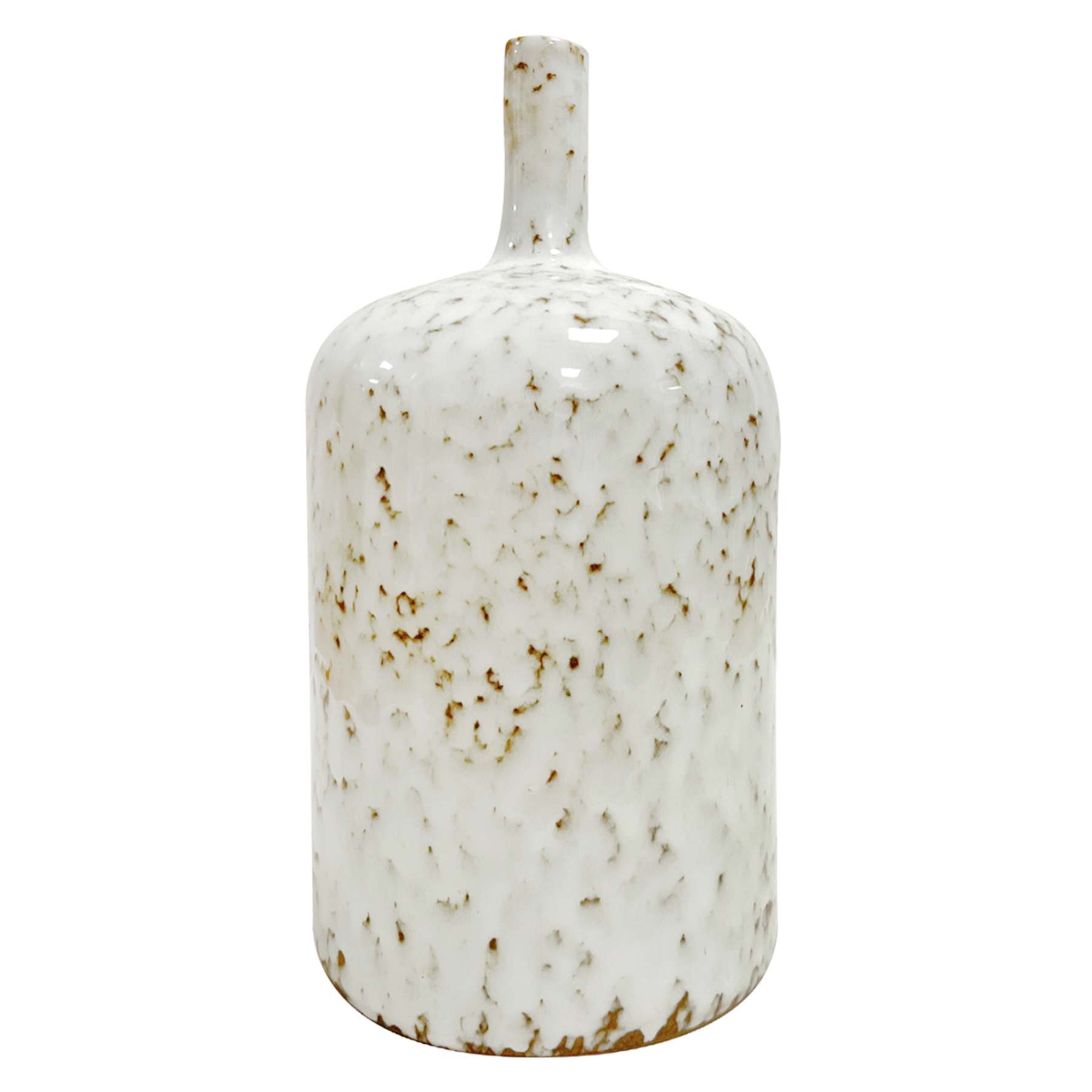 Honeybloom Emily White & Brown Ceramic Vase, 9.5"