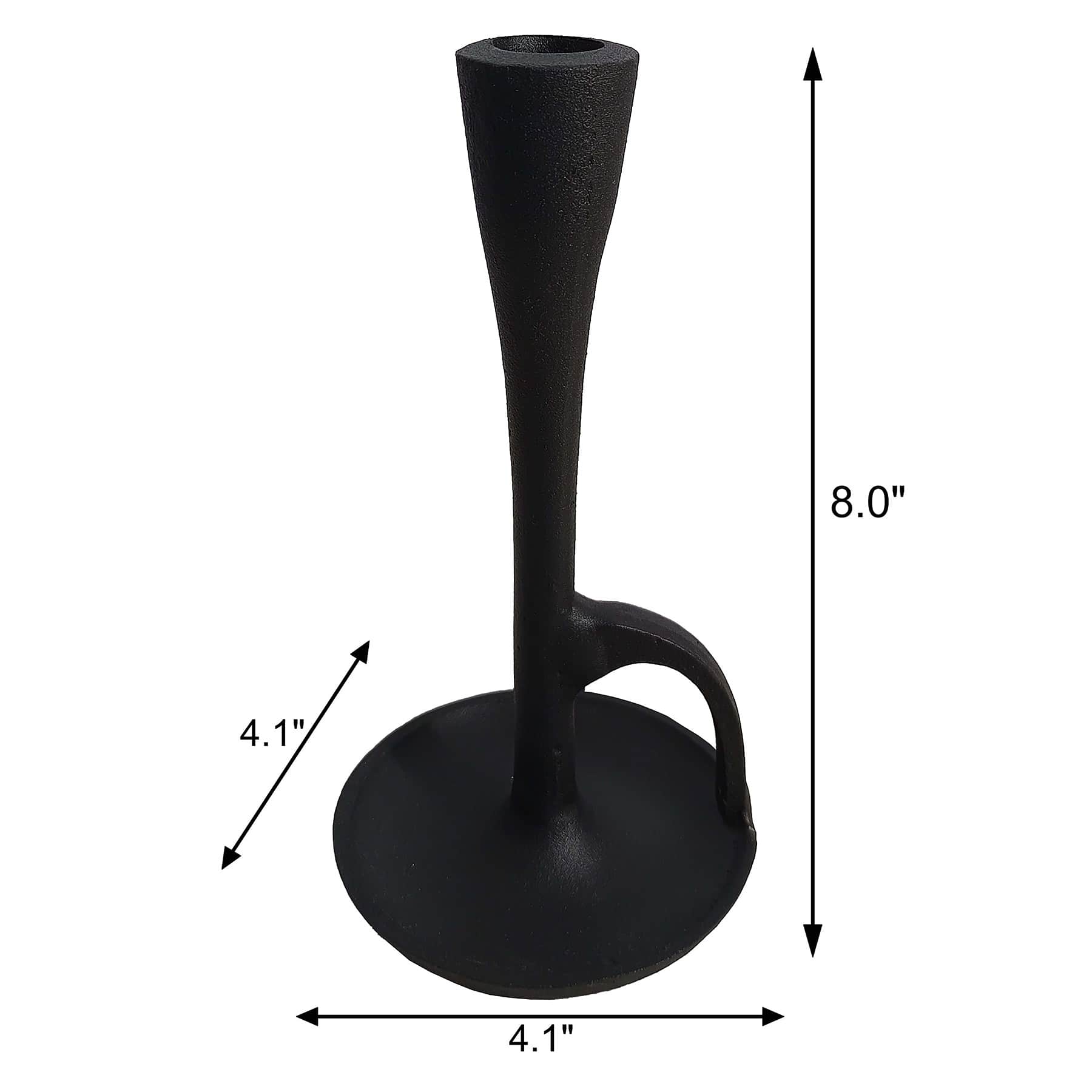 Black Cast Taper Candle Holder, 8"