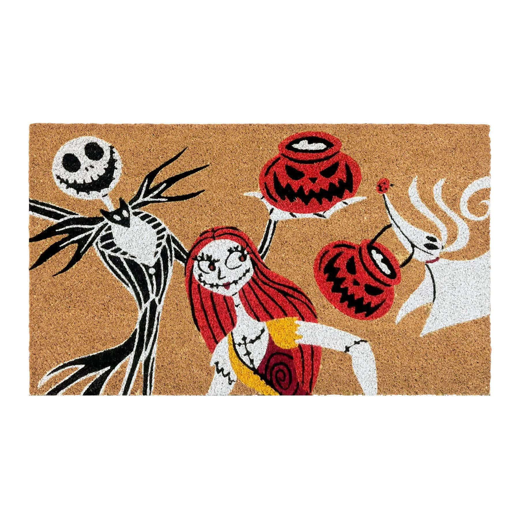 Jack & Sally Pumpkin Coir Mat, 18x30
