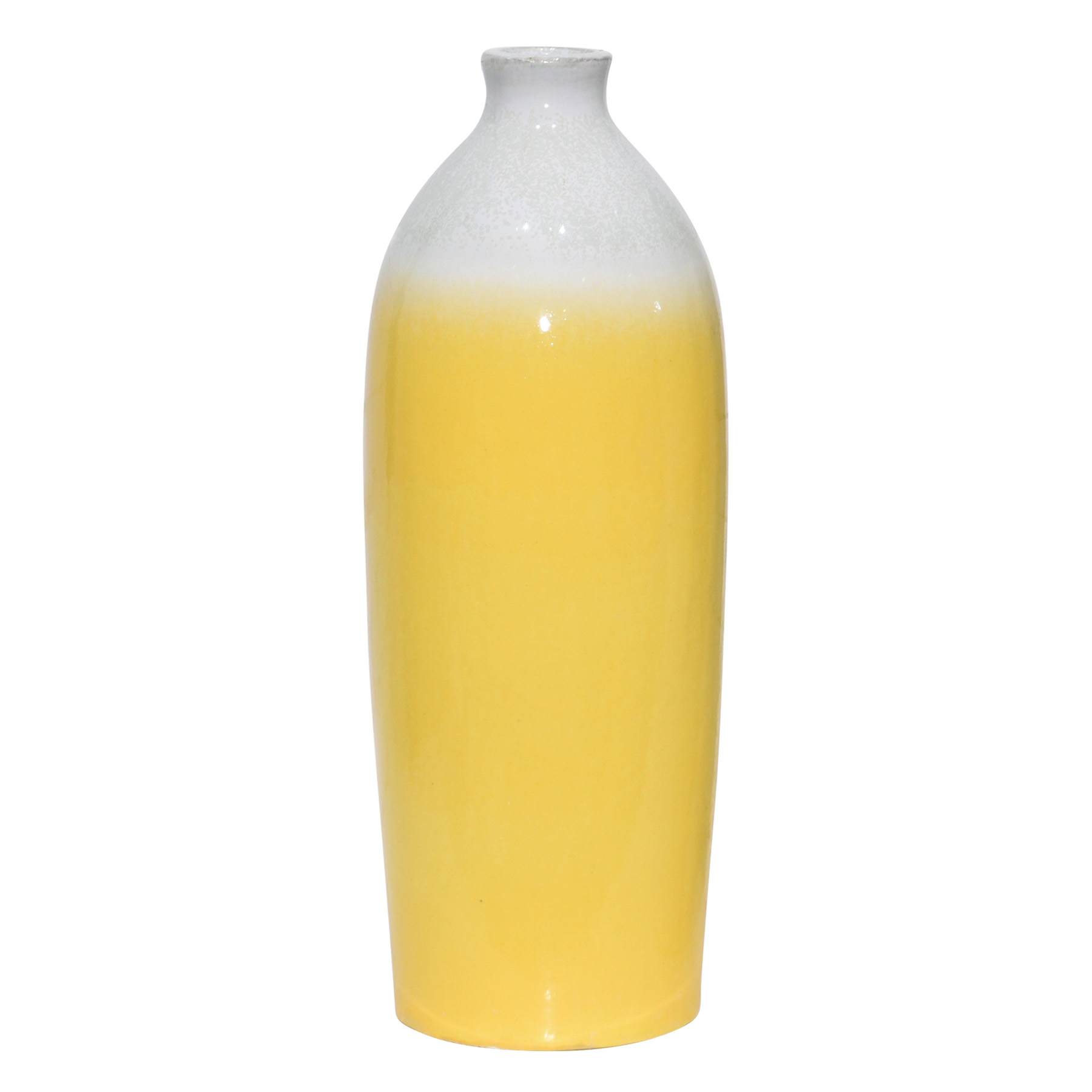 White & Yellow Decorative Ceramic Vase, 19.3"