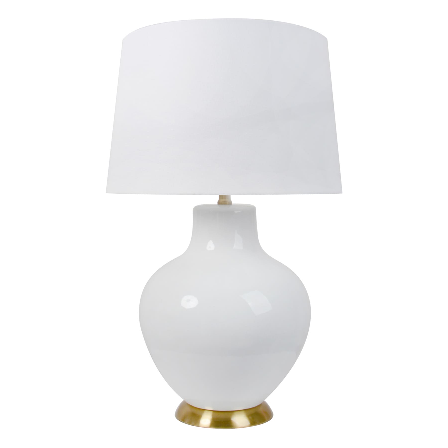 White Ceramic Oversized Lamp with Shade, 27"