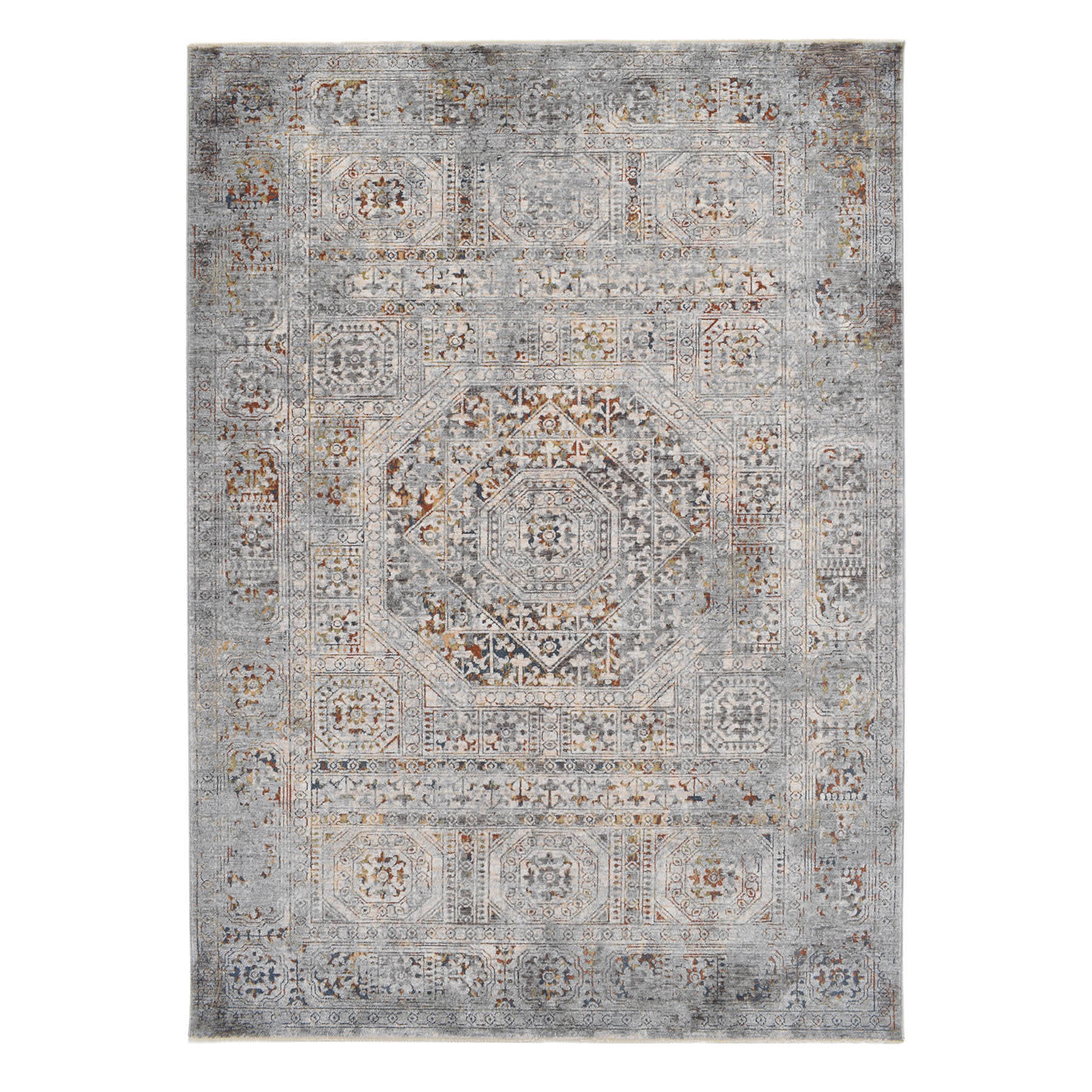 (A462) Blue Multicolor Modern Dense Medallion Area Rug, 8x10