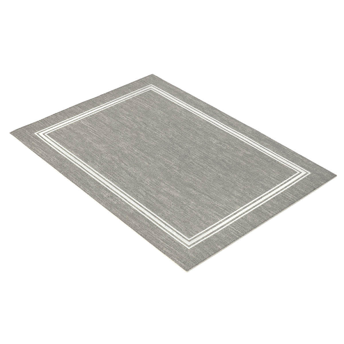 Grey Faux Leather Placemat with White Embroidered Border, 13x17