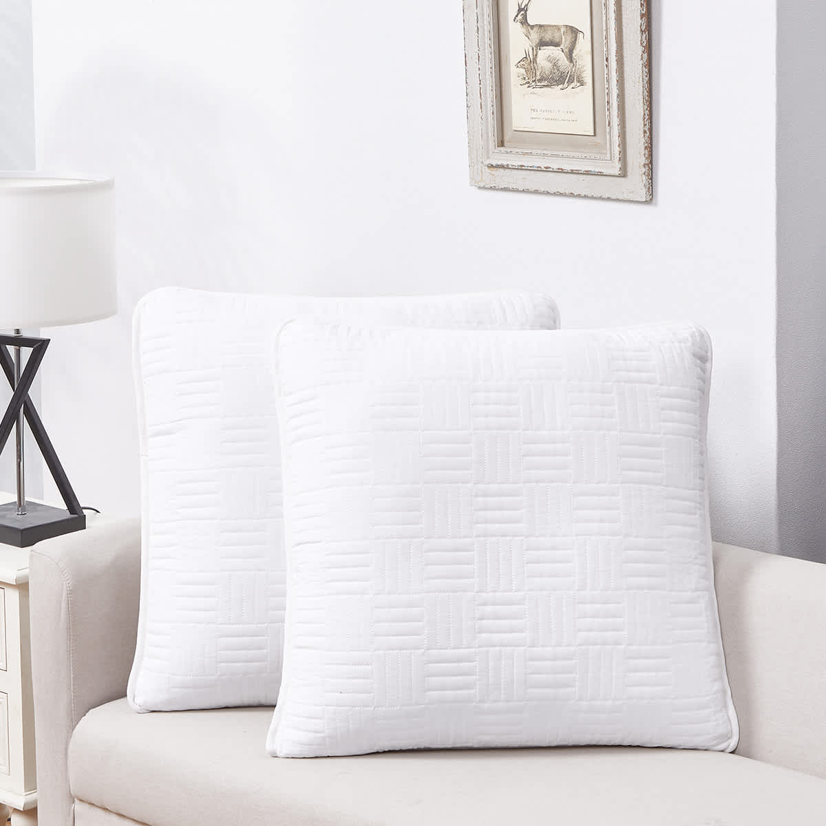 Crosby St. 2-Pack White Blue Washed Microfiber Pillows, 24"