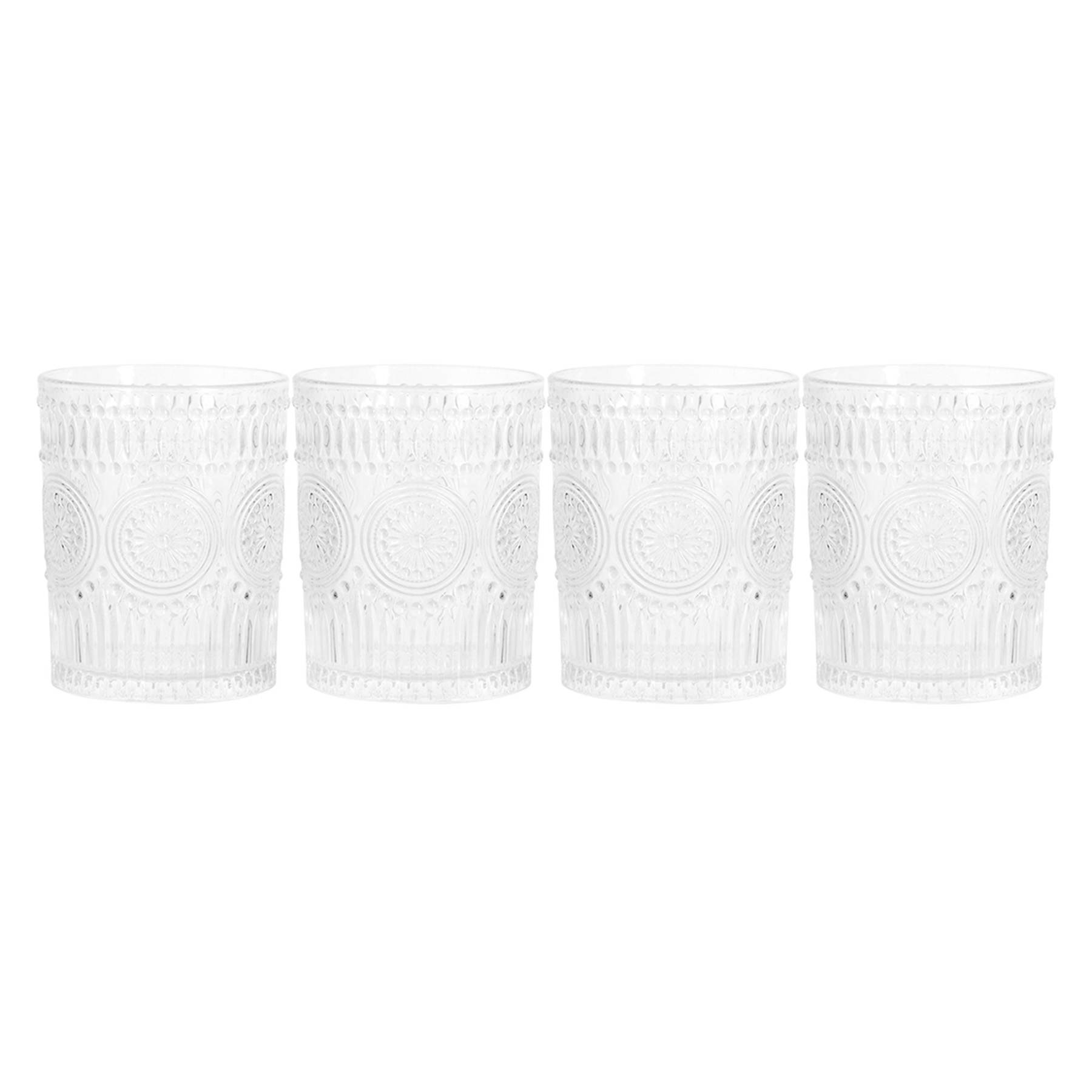 Set of 4 Circa Clear Double Old Fashioned Glasses, 10oz