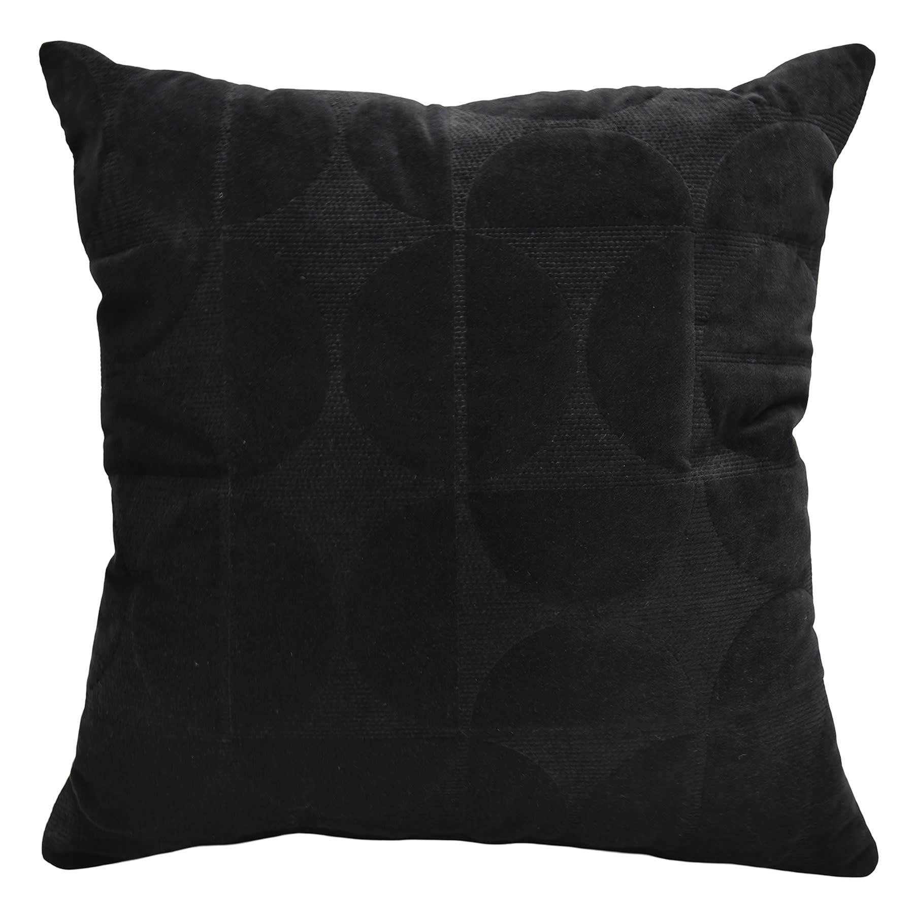 Crosby St. Black Geo Quilted Velvet Throw Pillow, 18"