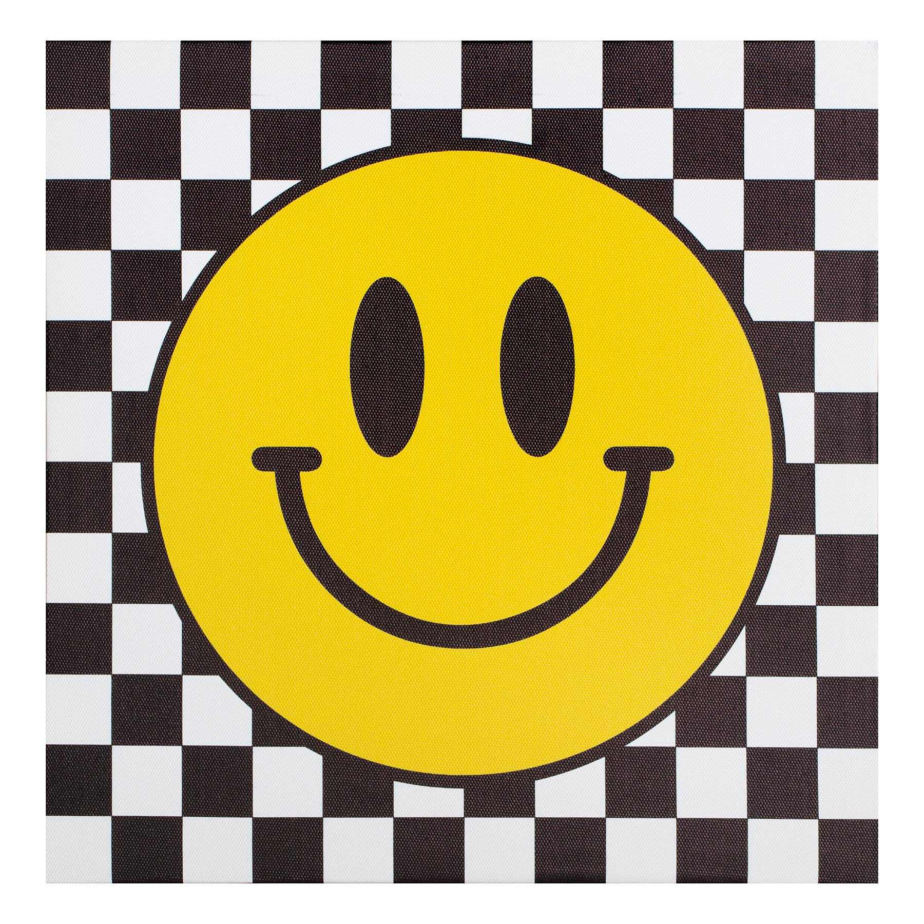 Emoji Checkered Canvas Wall Art, 12"