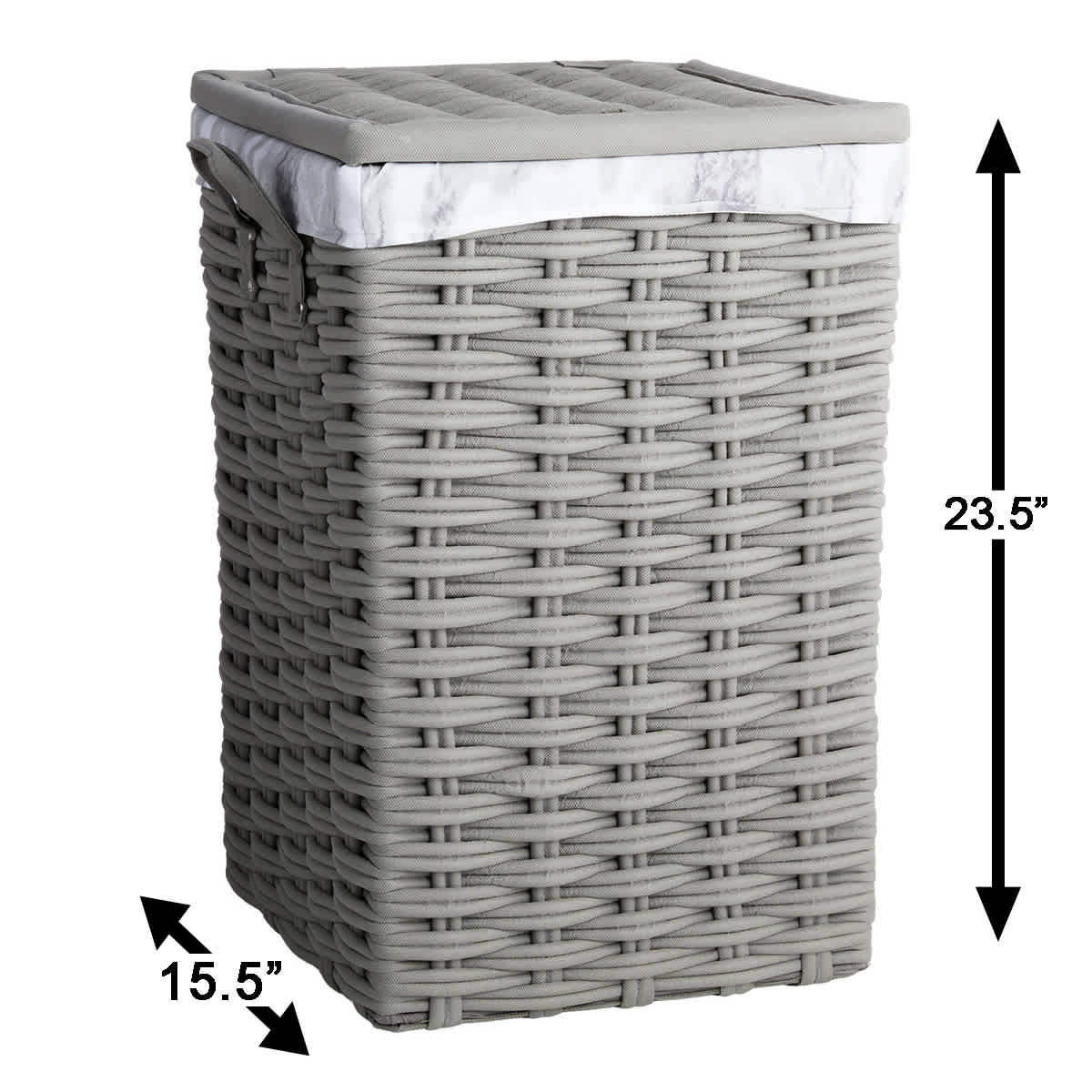 Floor Standing Laundry Hamper with Printed Marble Liner, Large