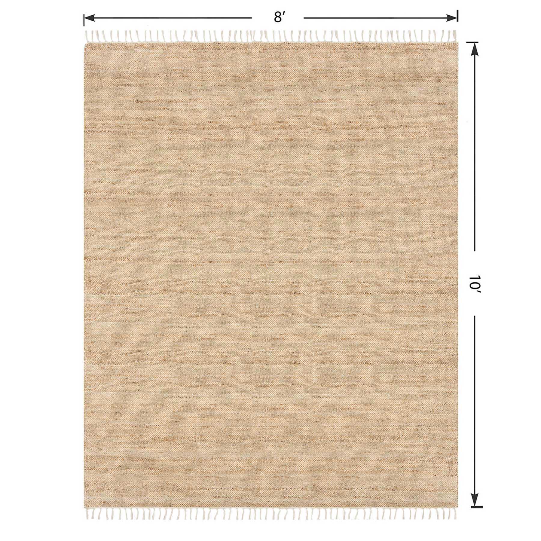 (B825) Honeybloom Lawrence Jute Fringe Area Rug, 8x10