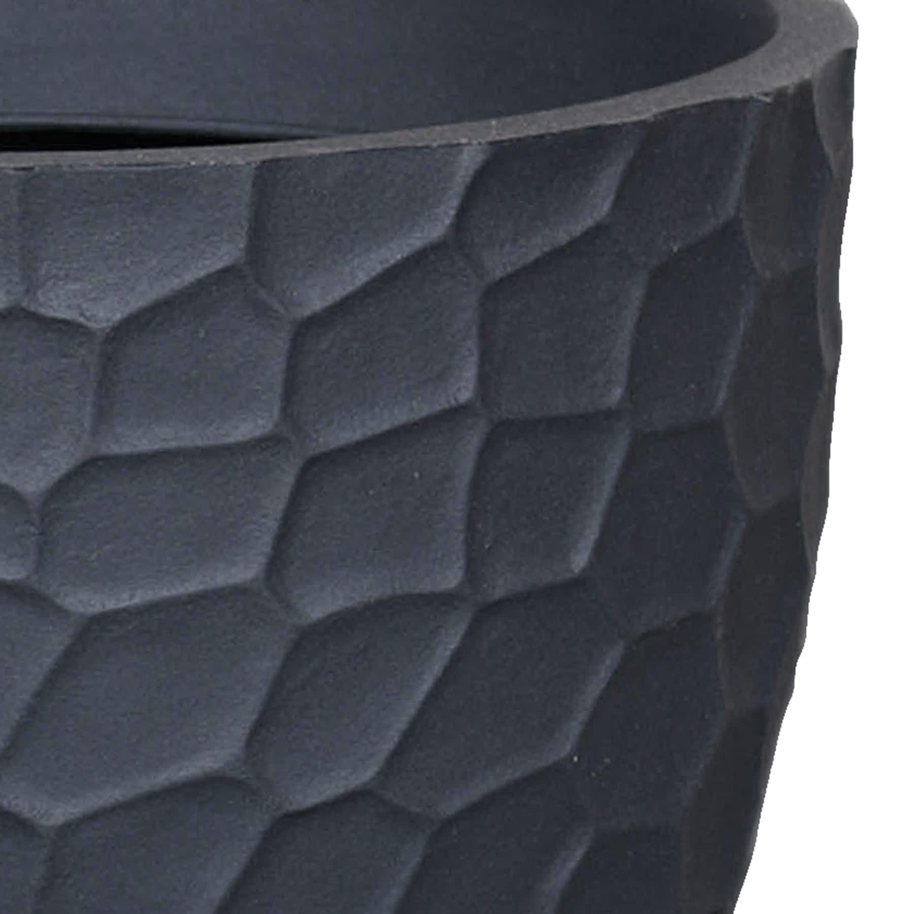 Japi Black Prisma Round Outdoor Planter, Medium