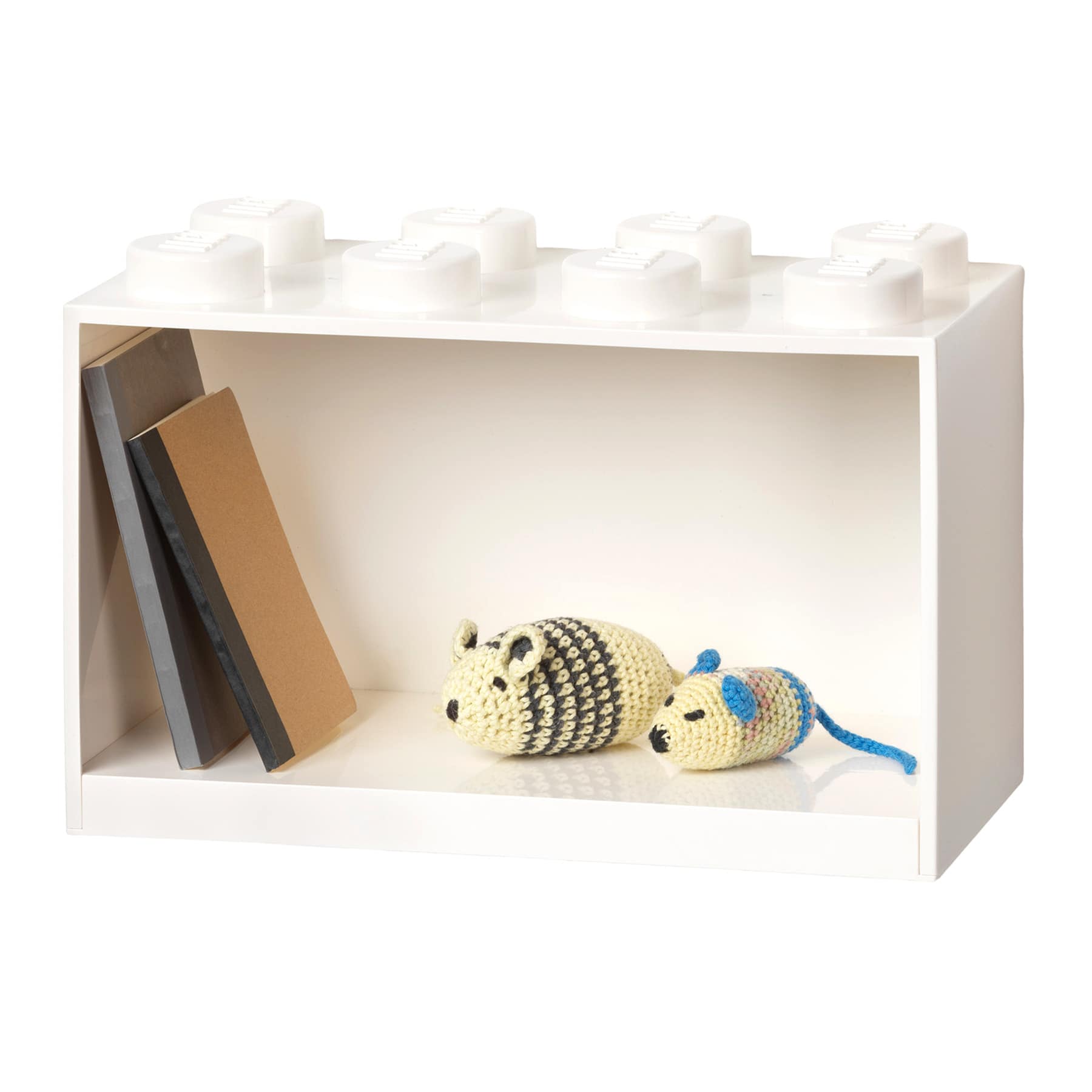 8-Knobs Lego Brick Shelf, White