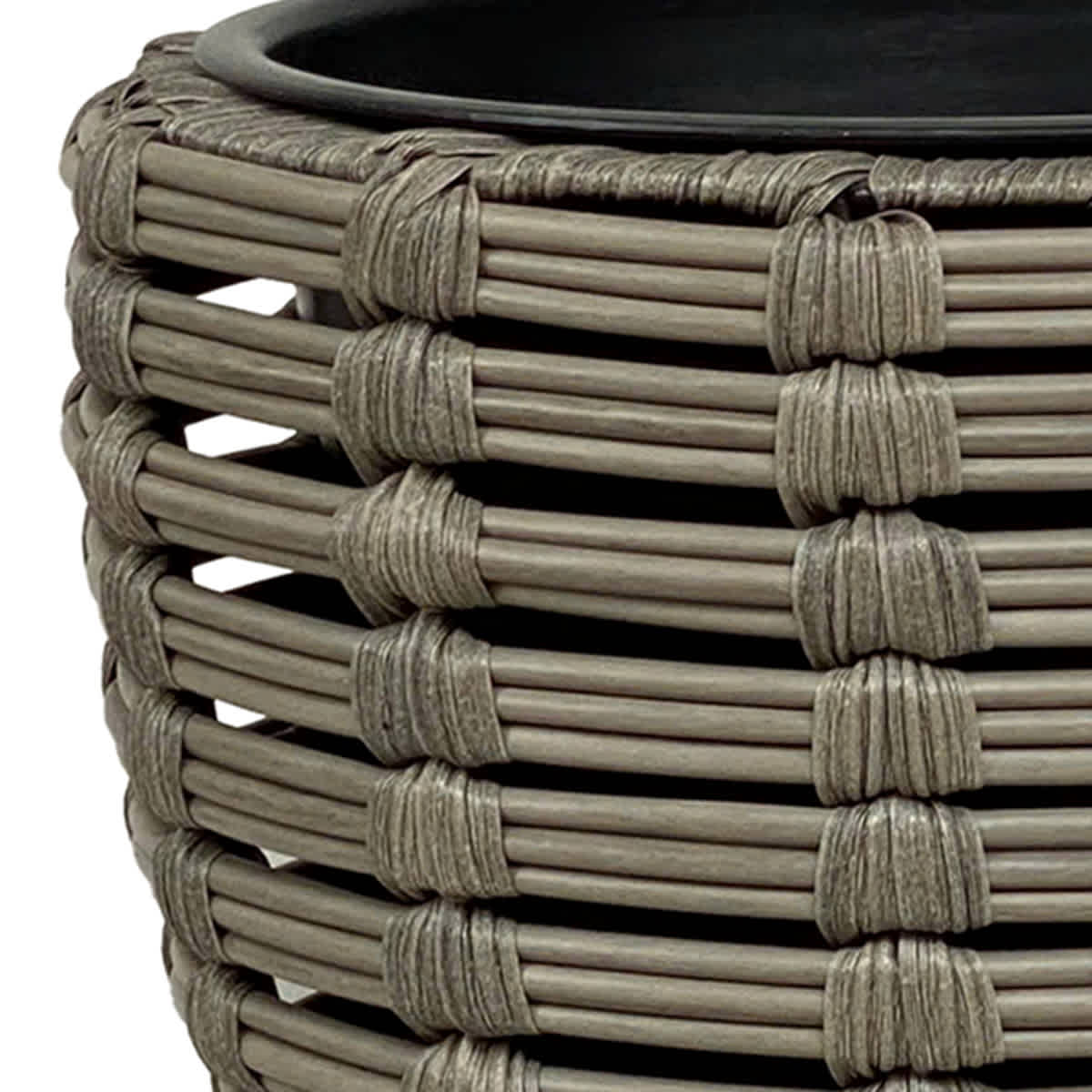 Grey Poly Rattan Outdoor Planter, Medium