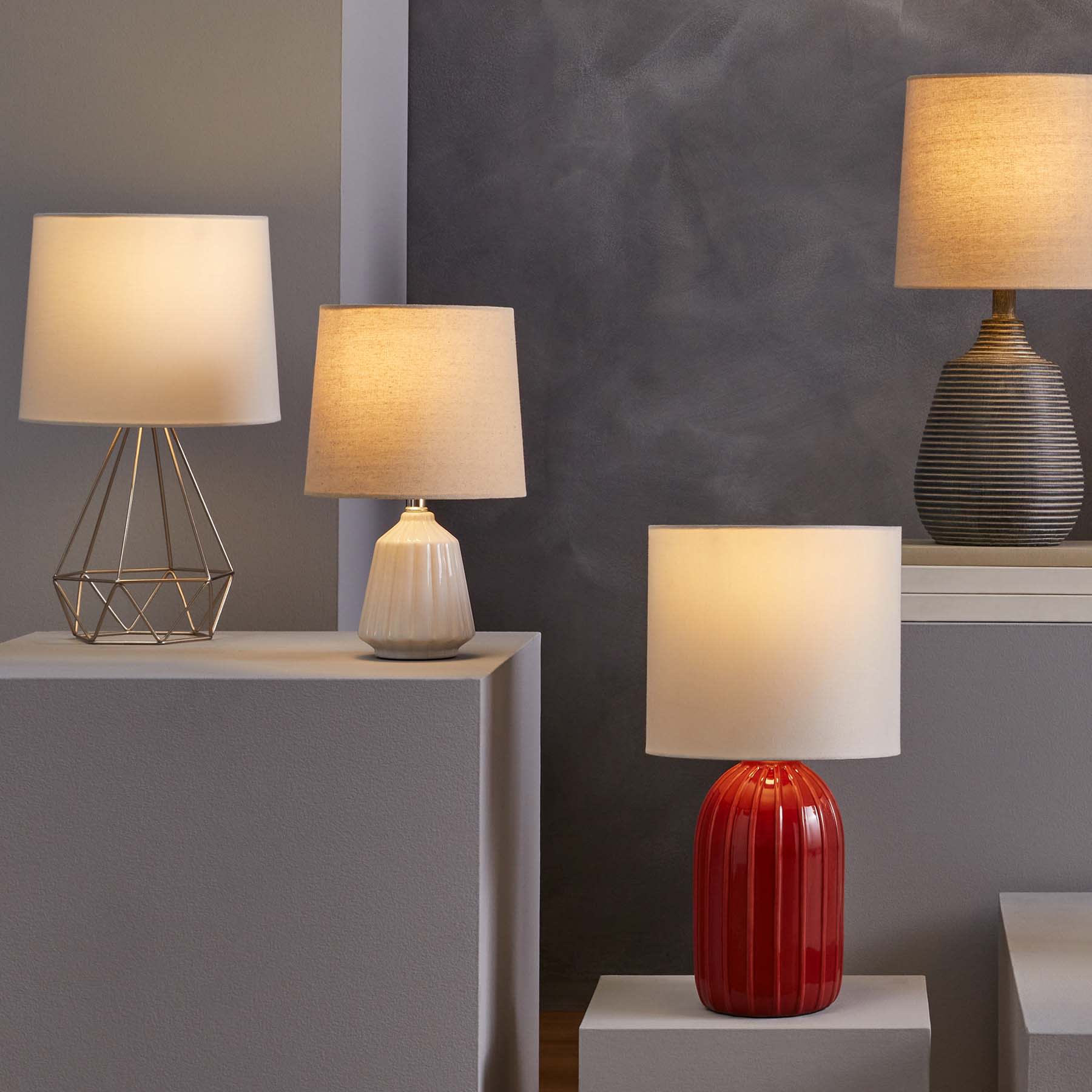 Silver Metal Wire Small Table Lamp with Shade, 17"