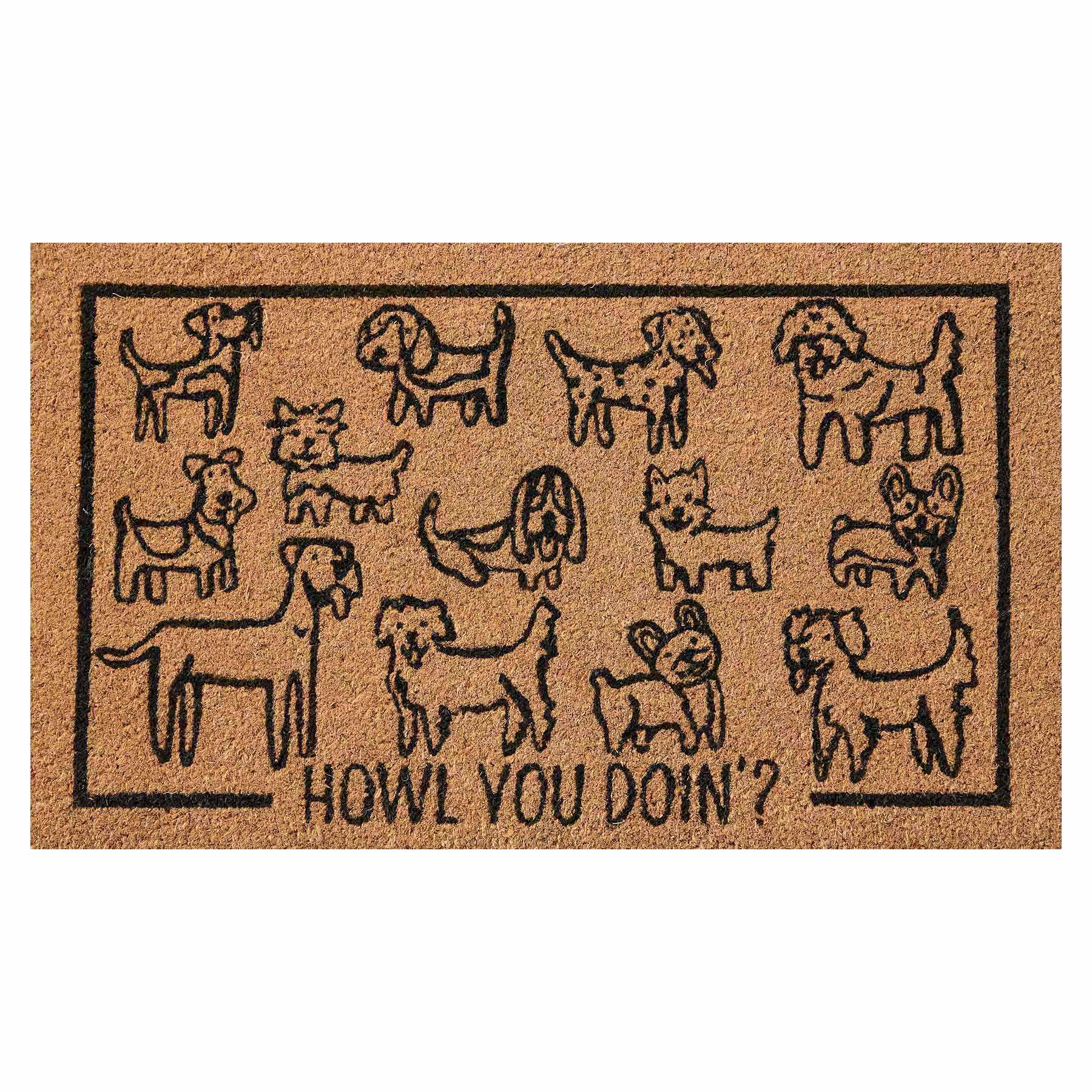 Howl You Doin Dogs Coir Mat, 18x30