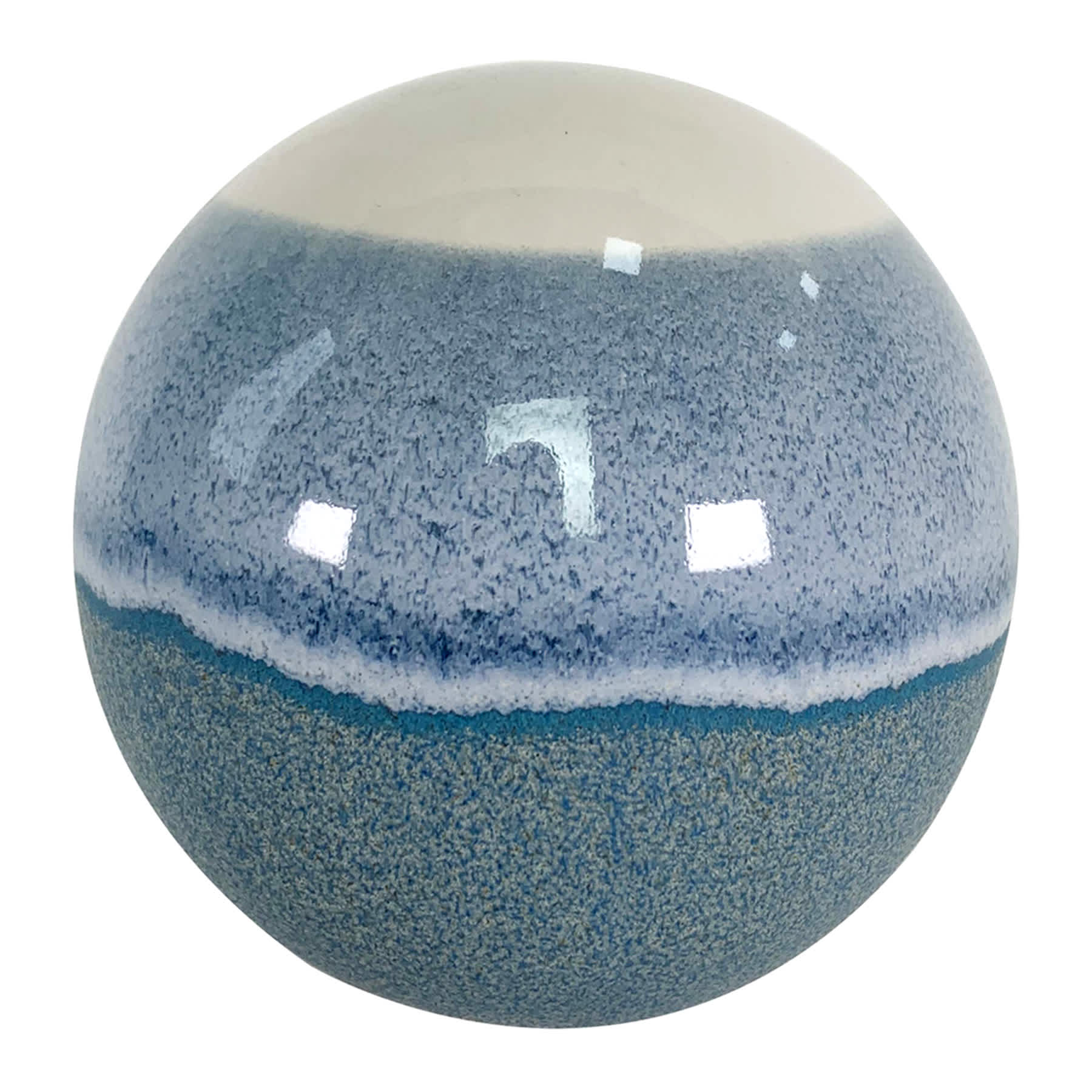 Blue Aqua Reactive Glaze Ceramic Sphere, 5"