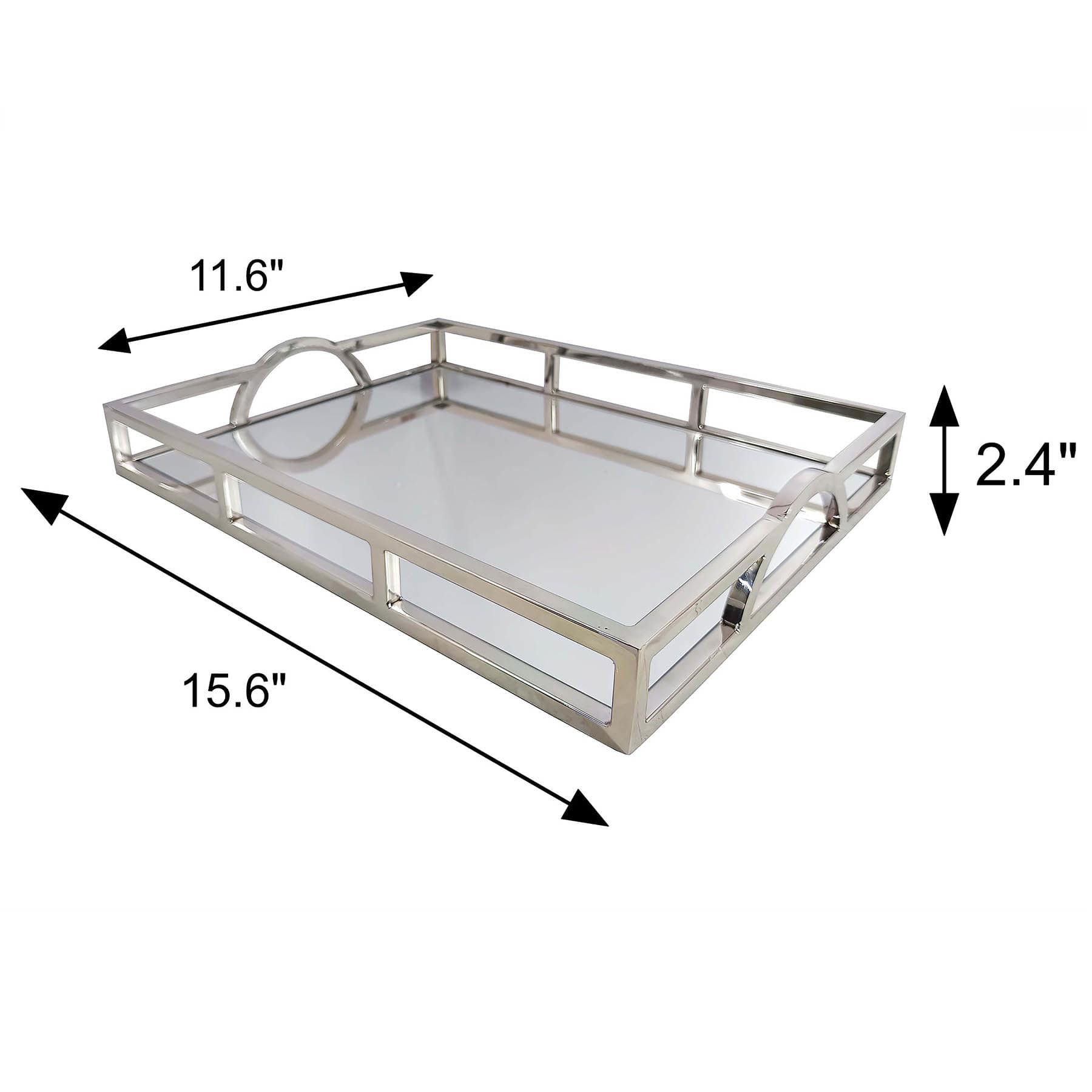 Silver Rectangular Mirrored Tray, 15x11