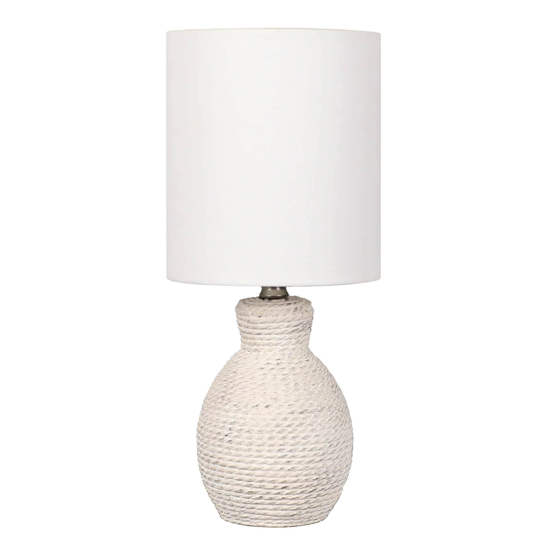 White Ribbed Mini Table Lamp with Shade, 12"