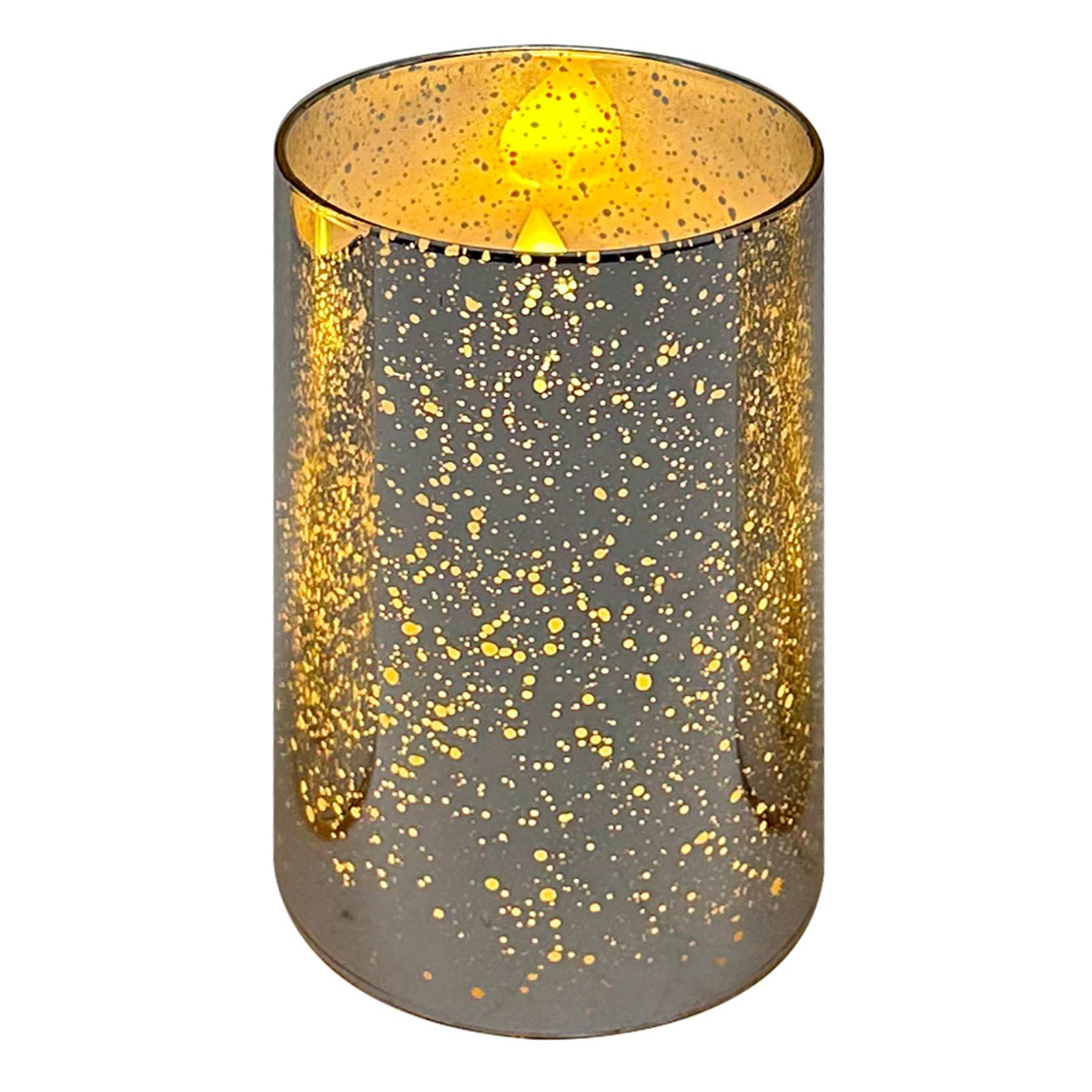 Providence Gold Mercury Glass LED Pillar Candle, 3x5