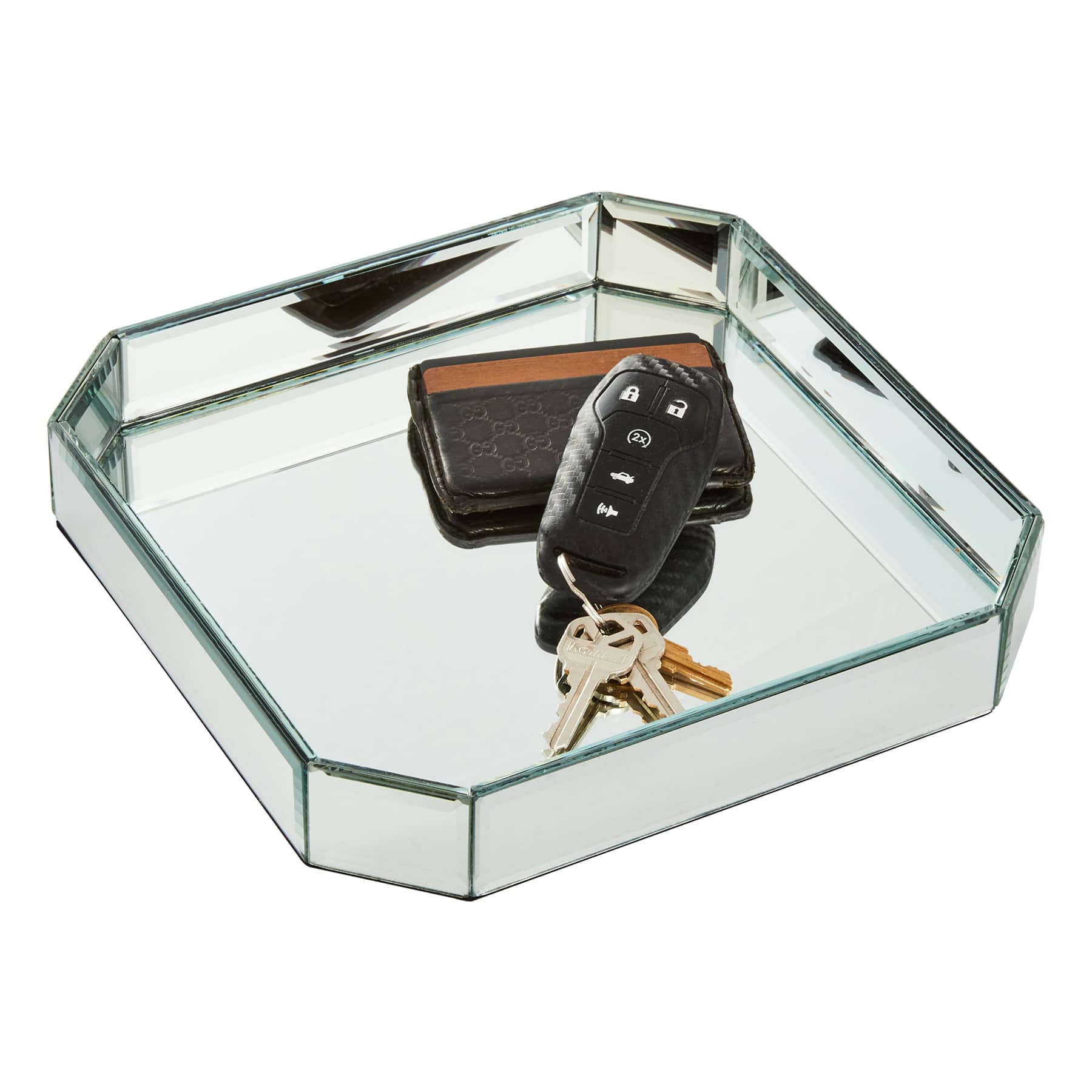 Clear Glass Mirror Tray, 9"