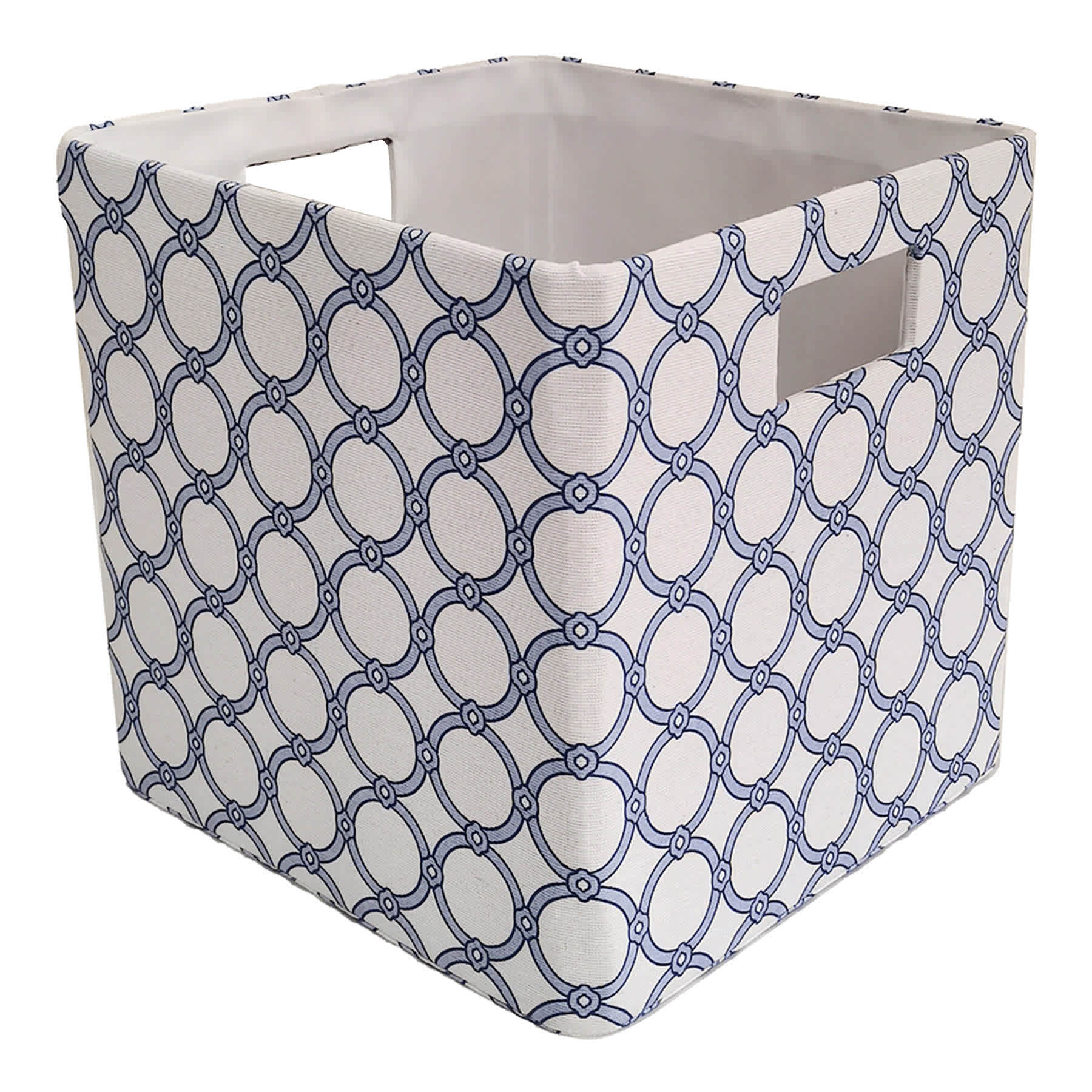 Blue Circle Printed Fabric Modular Storage Cube, 10.5"
