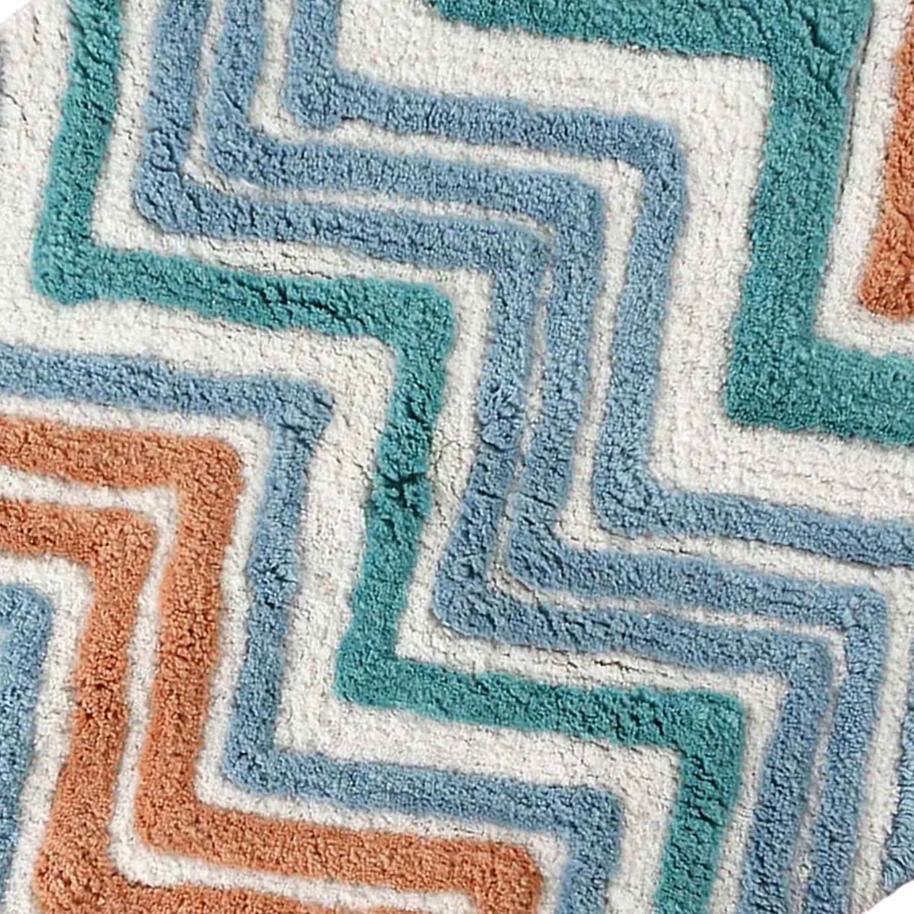 Aqua Chevron Tufted Bath Rug, 20x30