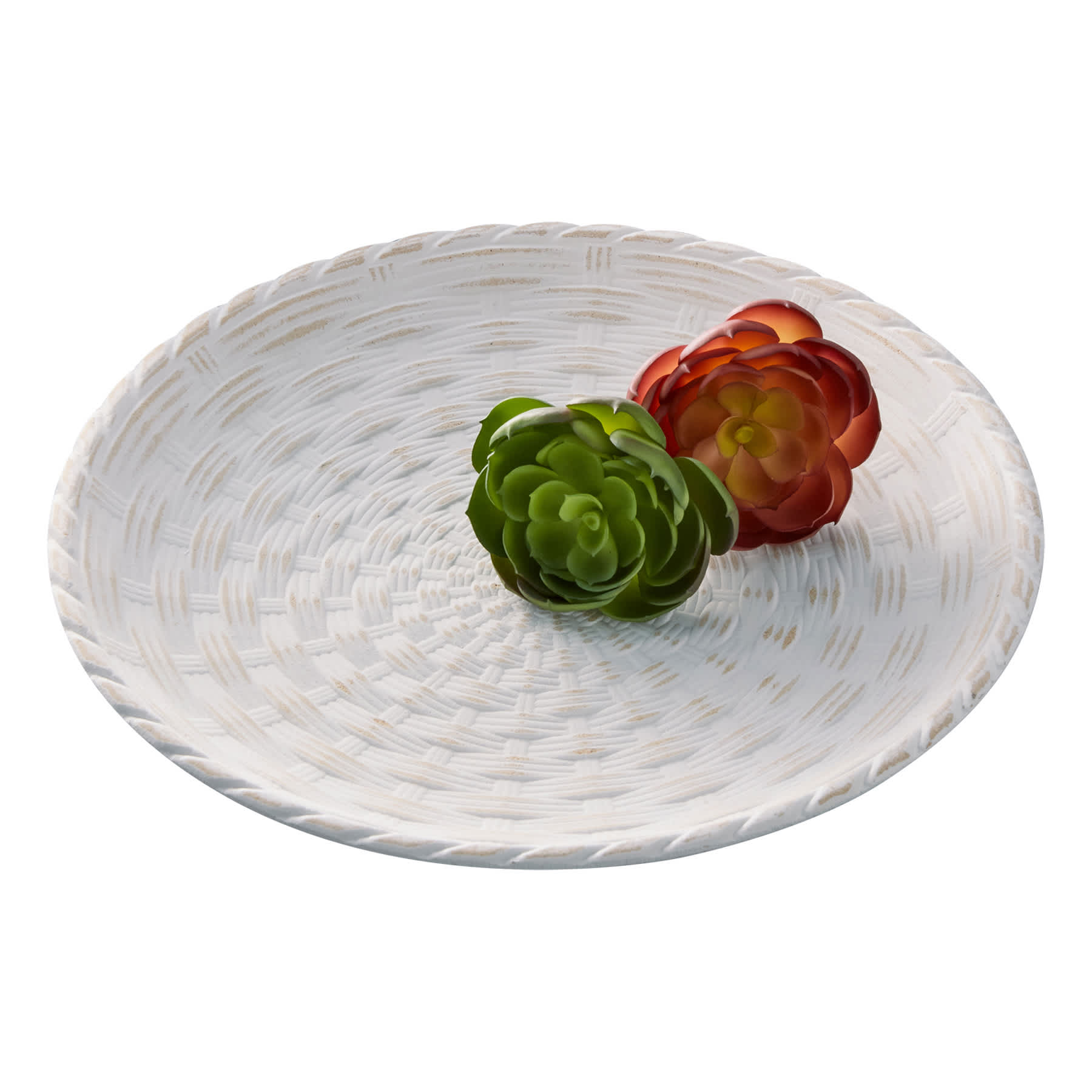 Honeybloom White Woven Decorative Platter, 12"