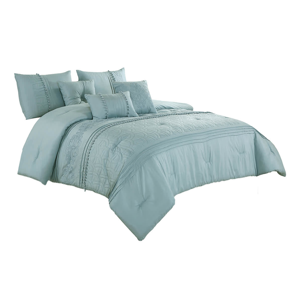 7-Piece Maggie Blue Comforter Set, Queen