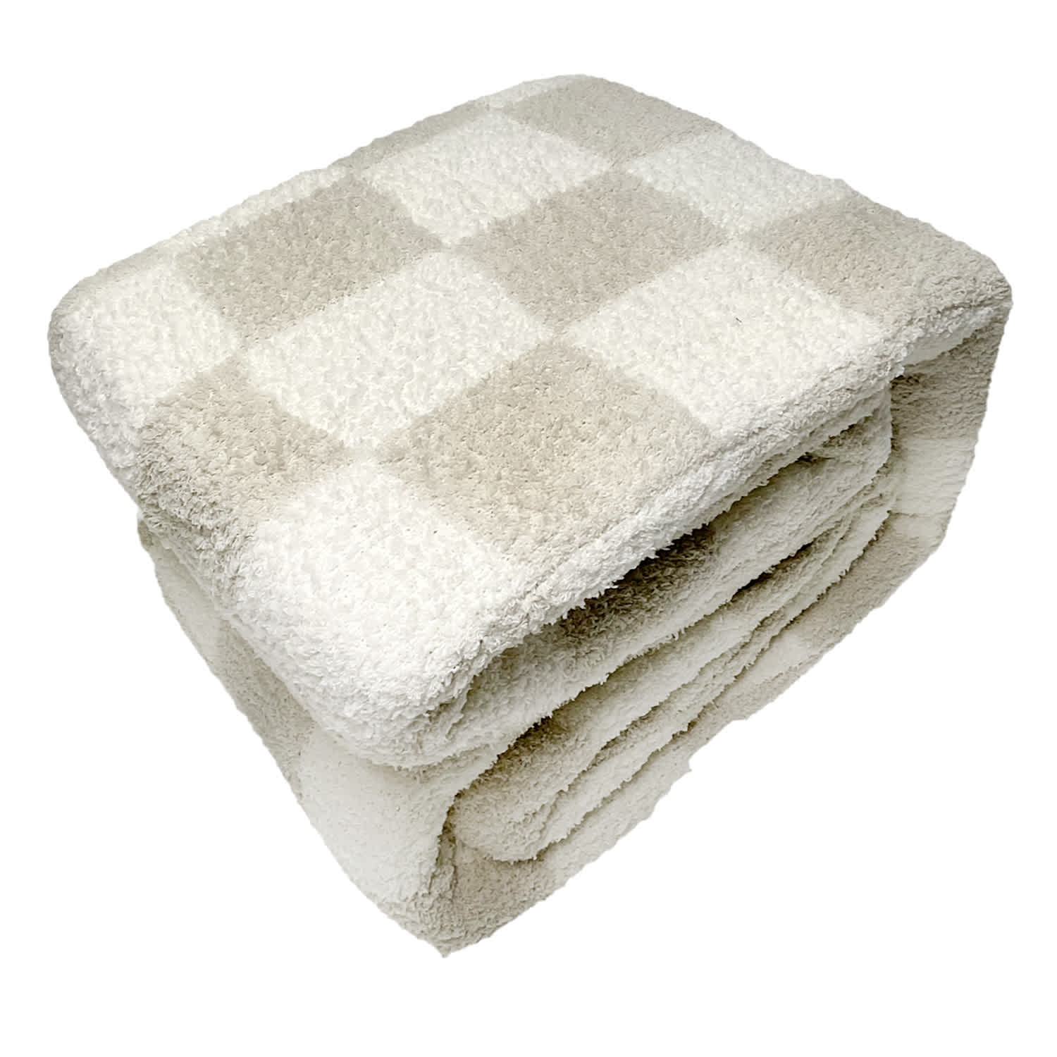 Honeybloom Light Grey Checkered Cozy Knit Bed Blanket, King