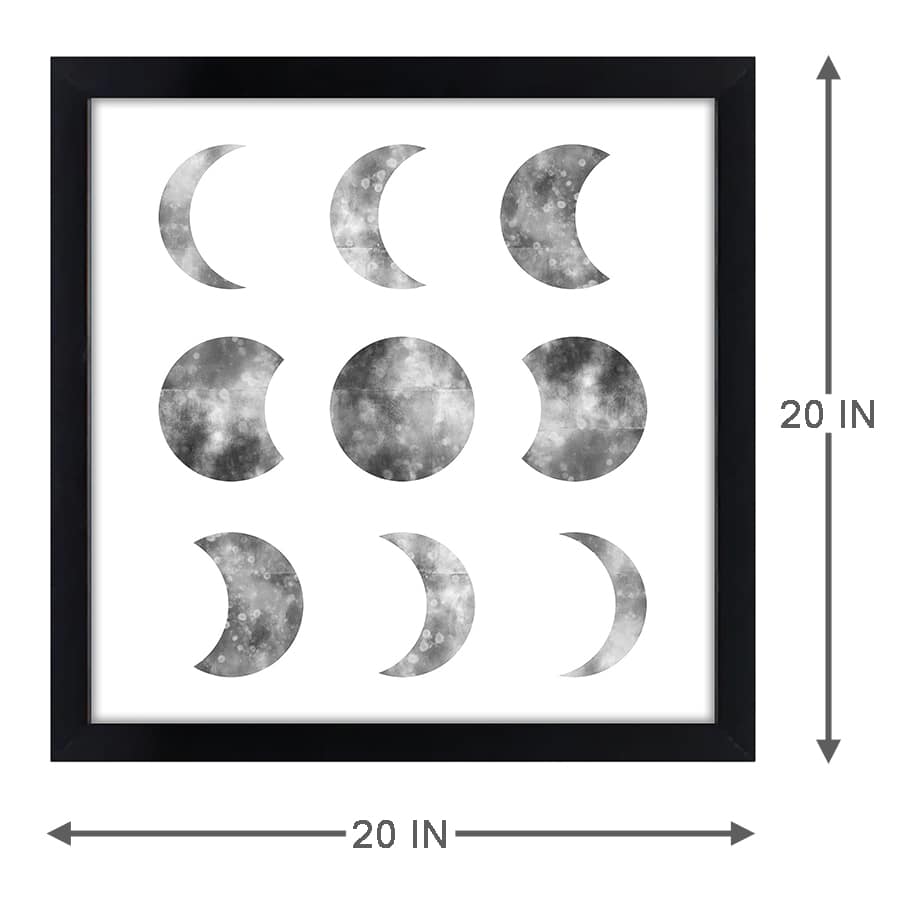 Glass Framed Moon Phases Print Wall Art, 20x20