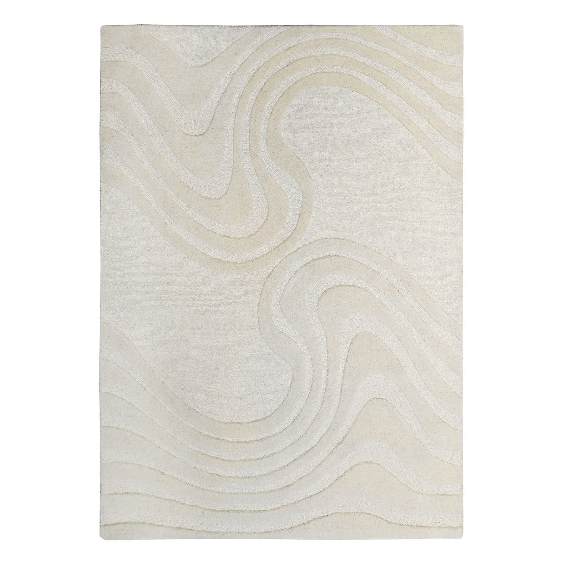 (A492) Crosby St. Lagon Ivory High-Low Area Rug, 5x7
