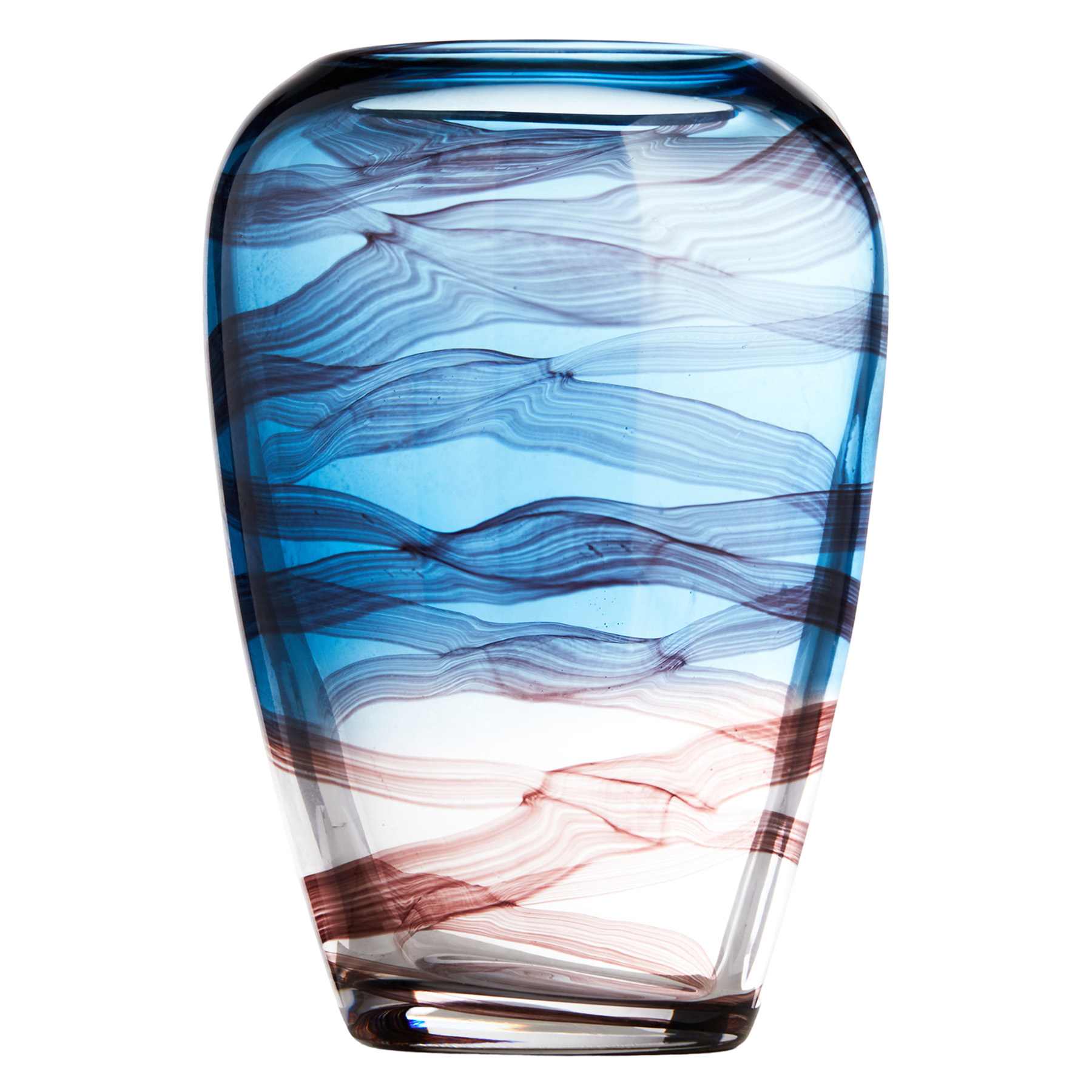 Blue Swirled Glass Vase, 9"